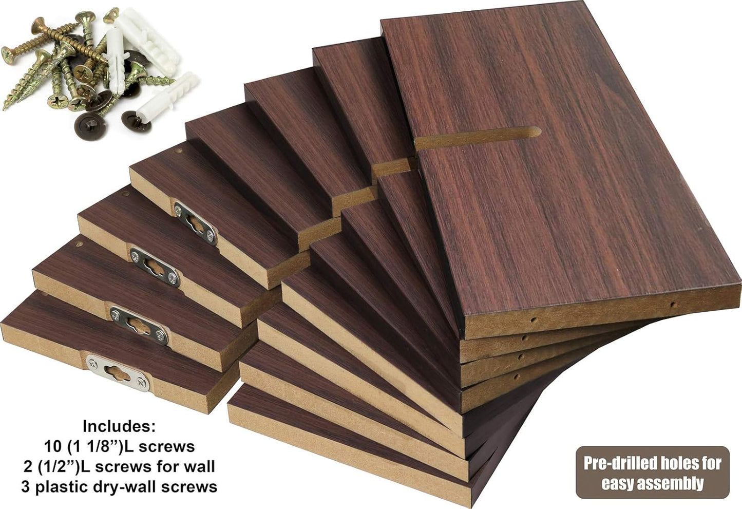 Greenco 4 Cube Intersecting Shelves, Easy-to-Assemble Floating Wall Mount Shelves for Bedrooms and Living Rooms, Walnut Finish