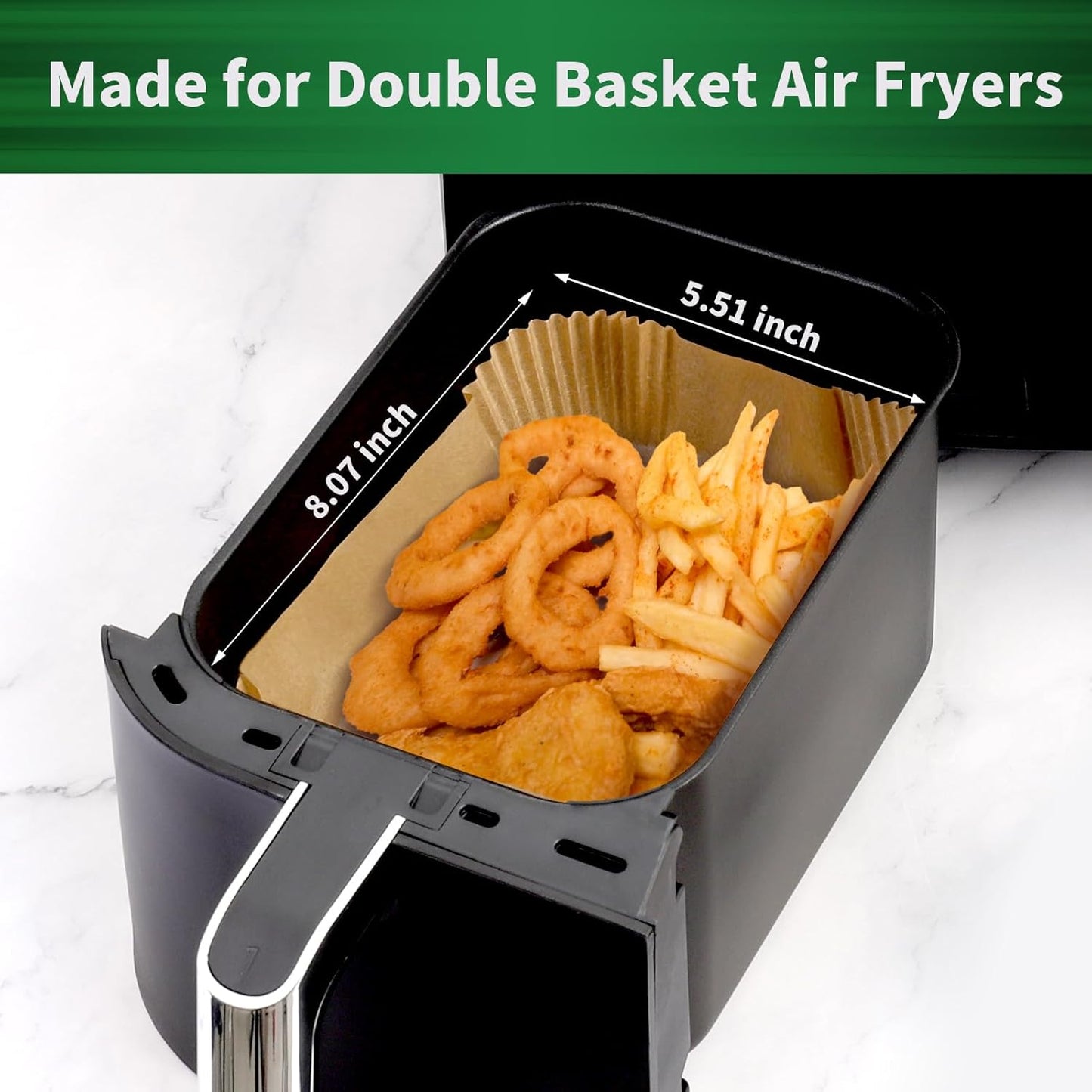 Air Fryer Liners Disposable, 100 pcs Rectangle Parchment Paper Sheets for Ninja Dual Air Fryer