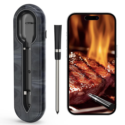 Aurasky Wireless Smart Meat Thermometer, Accurate Temperature Detection Probe, 500FT Remote Monitoring, Dual Alarm, Cooking Meat Thermometer Wireless for Grilling, Smoking, Oven, BBQ, Rotisserie