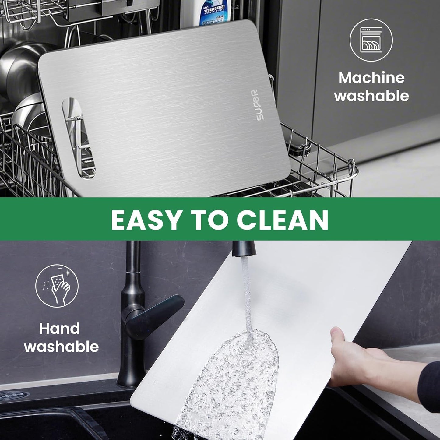 New Titanium Cutting Board, 100% Pure Titanium Cutting Boards For Kitchen, Non-Slip Chopping Board, Dishwasher Safe, Easy to Clean, Durable & Hygienic for Meat, Vegetables, Fruits (15 * 11)