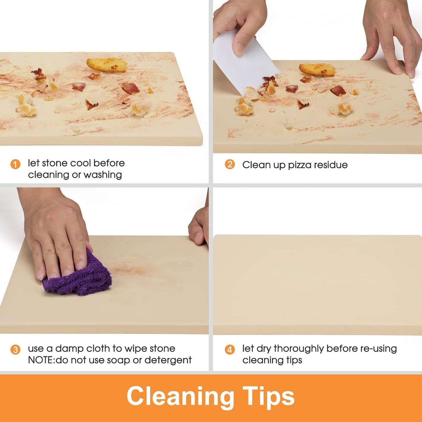 12x12 inch Pizza Stone,for RV Oven and Grill,square baking stone, cordierite pizza stone,for Pizza,Bread, Pie, BBQ, Durable and Safe, Give away Plastic Scraper