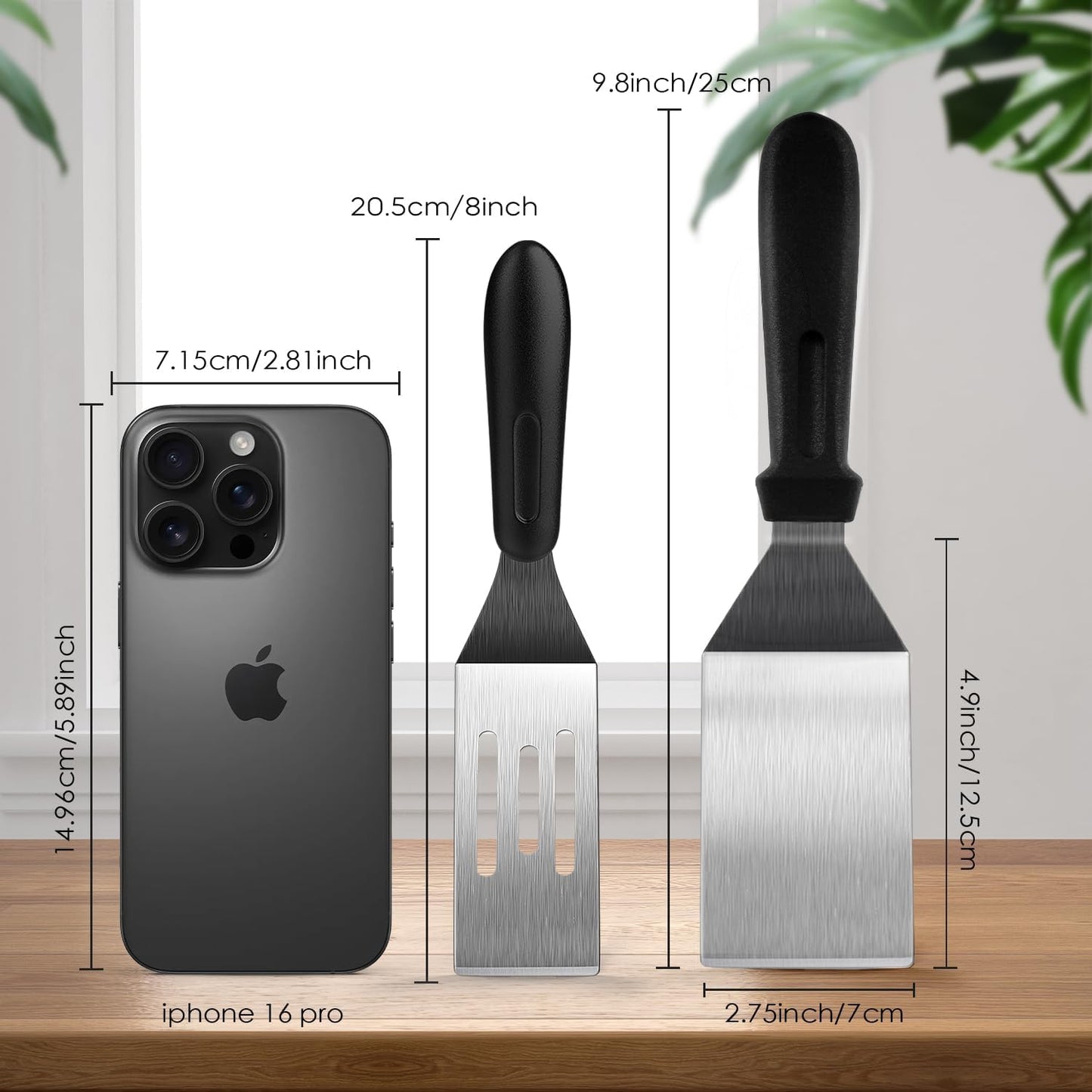 Metal Spatulas 1 PC, Stainless Steel Spatula with Heat Resistant Handle, 9.8 Inch Stainless Steel Spatula Ideal for Desserts, Pancakes, Eggs, Griddle Scraper or BBQ