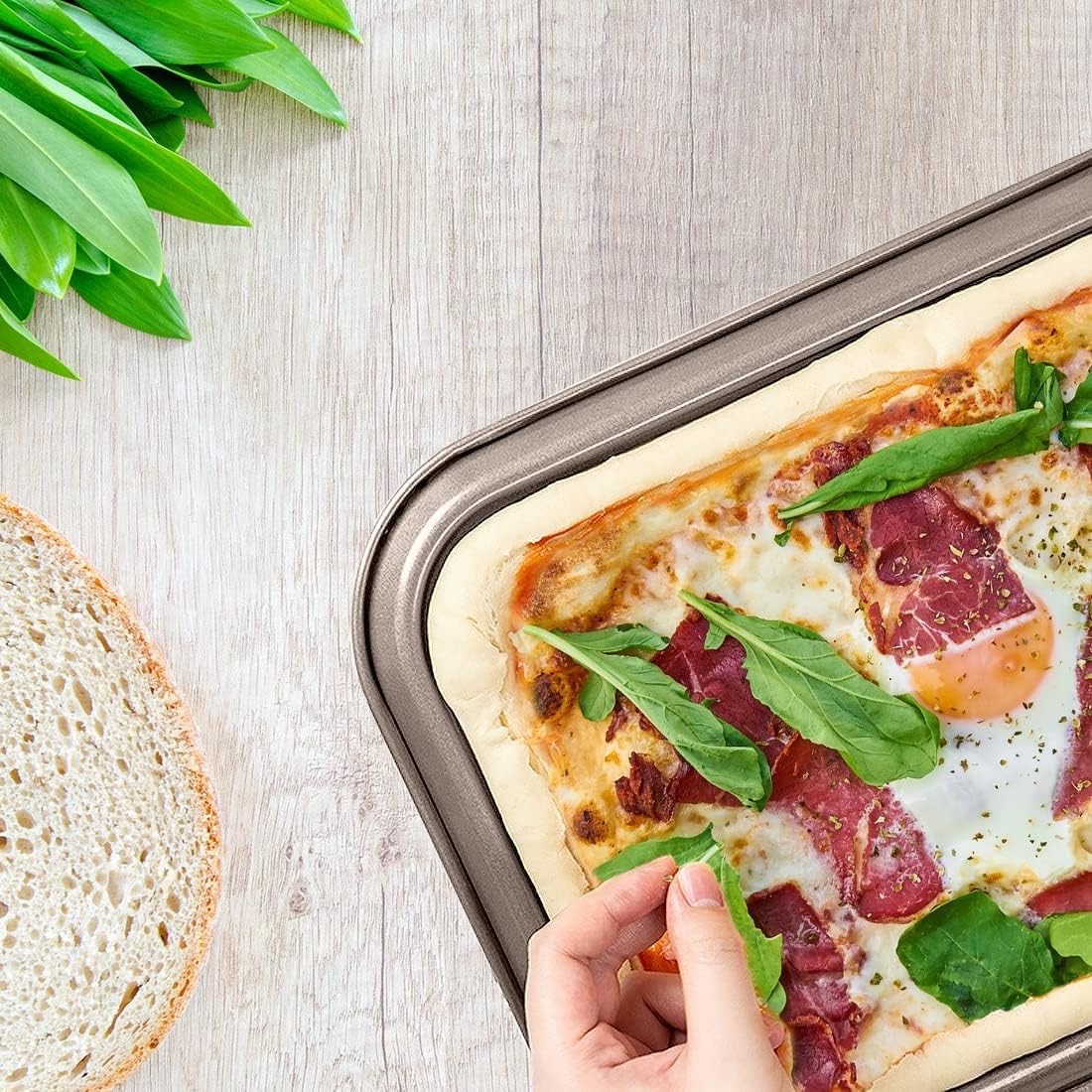 Meleg Otthon Springform Cheesecake Pan - Leakproof, Nonstick, Rectangle, Removable Bottom, Gold (15.7" x 11" x 2.6")