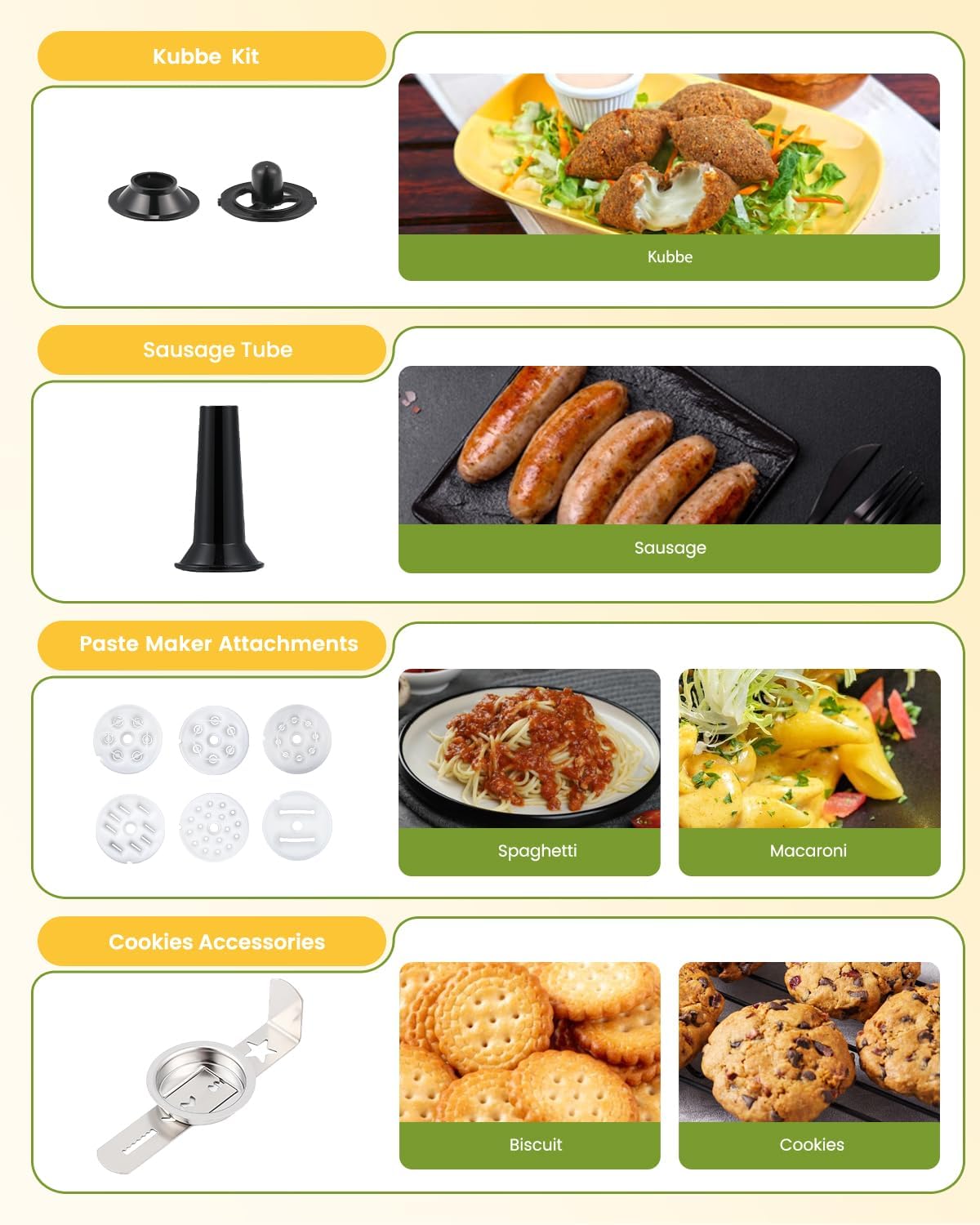 Stand Mixer 7-IN-1 1500W 6.5 QT Multifunctional Electric Kitchen Mixer 6+P Speed Tilt-Head with Stainless Steel Bowl&Handle, 1.5L Glass Jar, Meat Grinder, Dough Hook, Whisk, Pasta Attachments