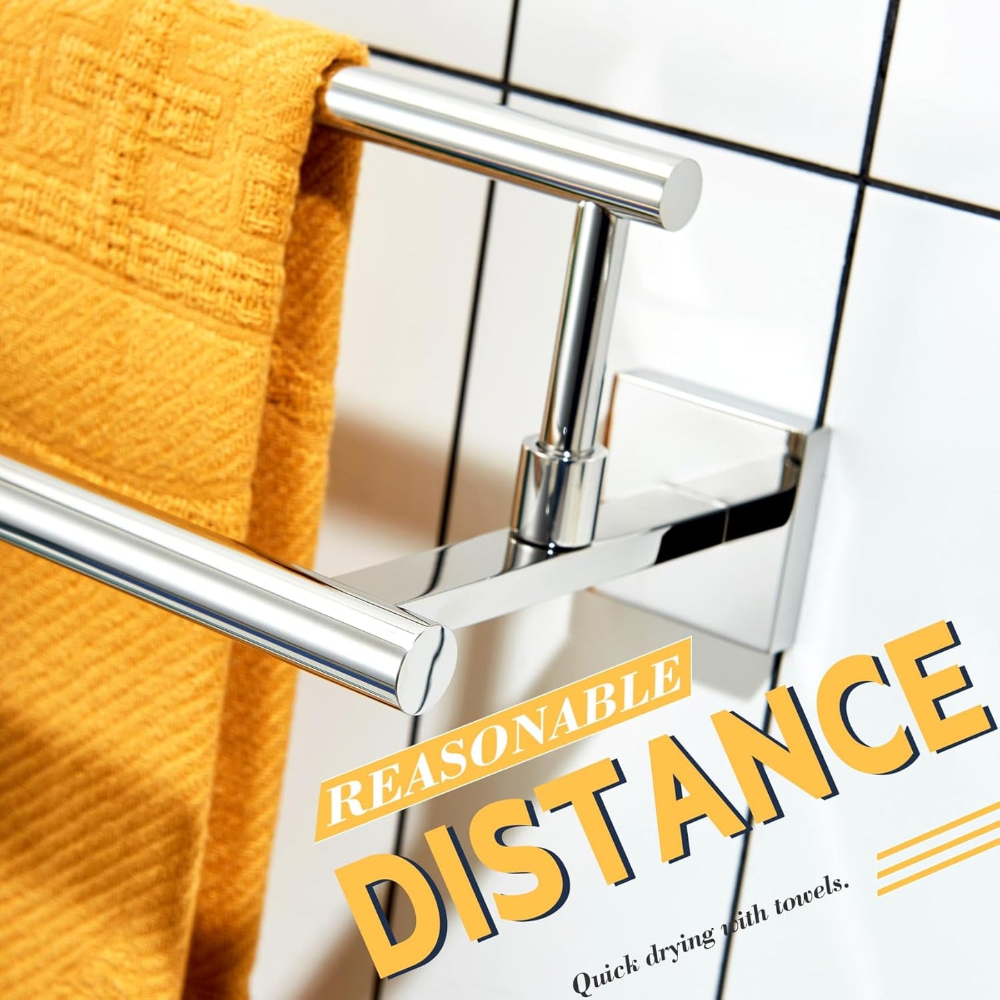 KOKOSIRI Towel Bars Chrome 16-Inch Bathroom Double Towel Holder for Garage Kitchen Toilet Wall Mount Polished Stainless Steel B5009CH-L16