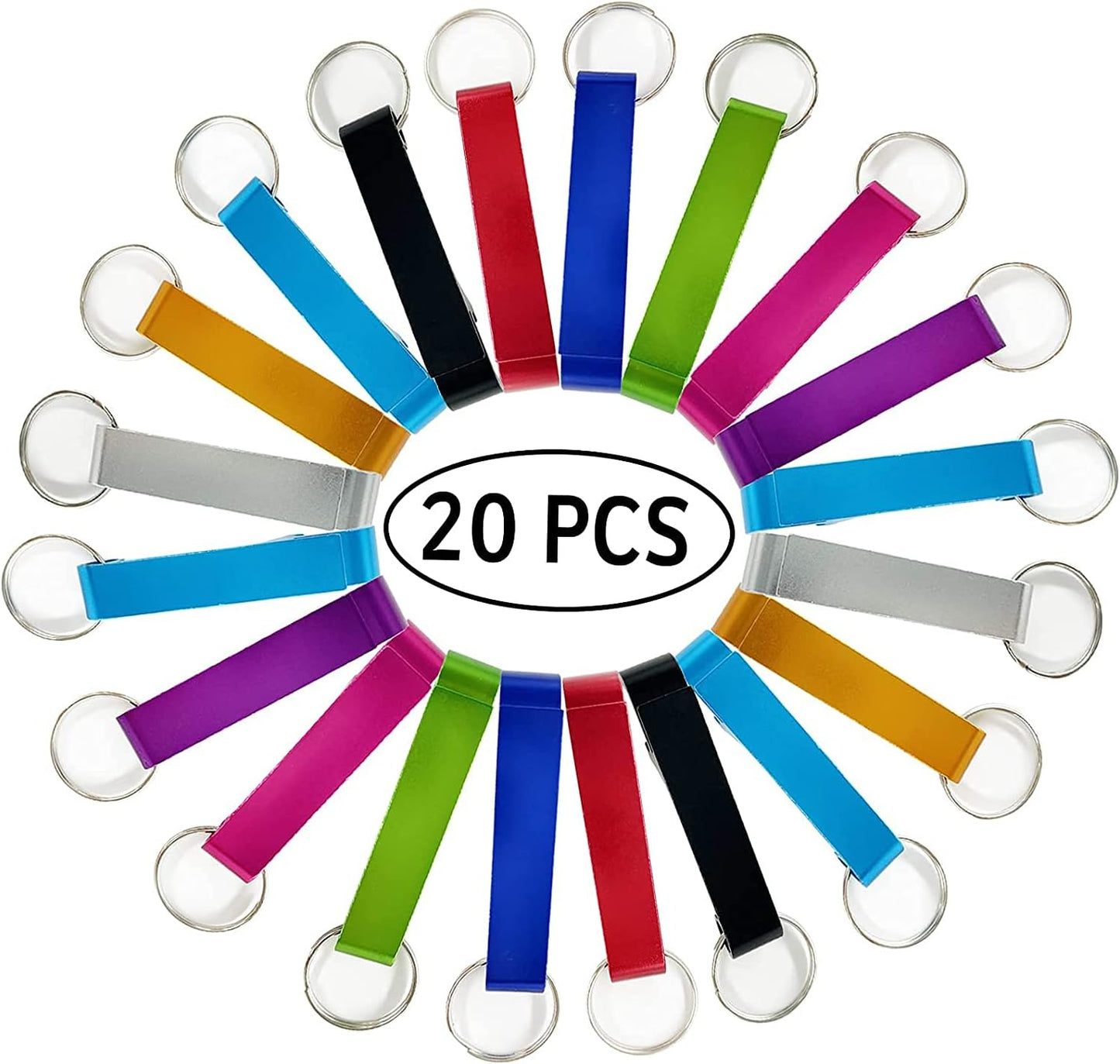 Bottle Opener Keychain Bulk 20 Multicolor Aluminum Can Beer Opener Ring Gift for Party Favor Wedding Favor Bartender Groomsmen Fathers Day