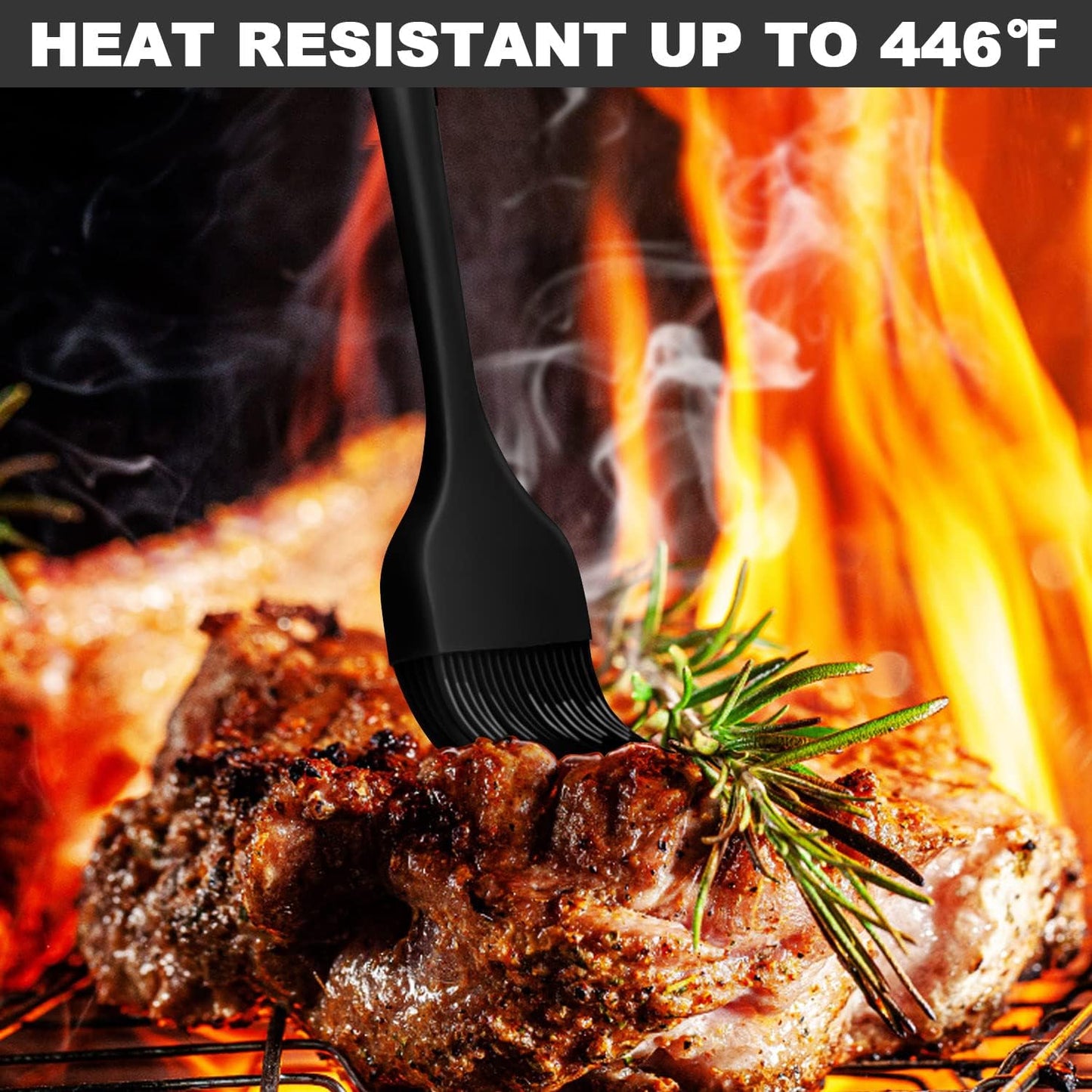 Anaeat 2 Pack Silicone Basting Pastry Brushes - Heat Resistant Brush with Soft Bristles, Hygienic One-Pieces Design, Marinade Brush Great in Baking for Spreading Oil Butter Sauce BBQ Grill