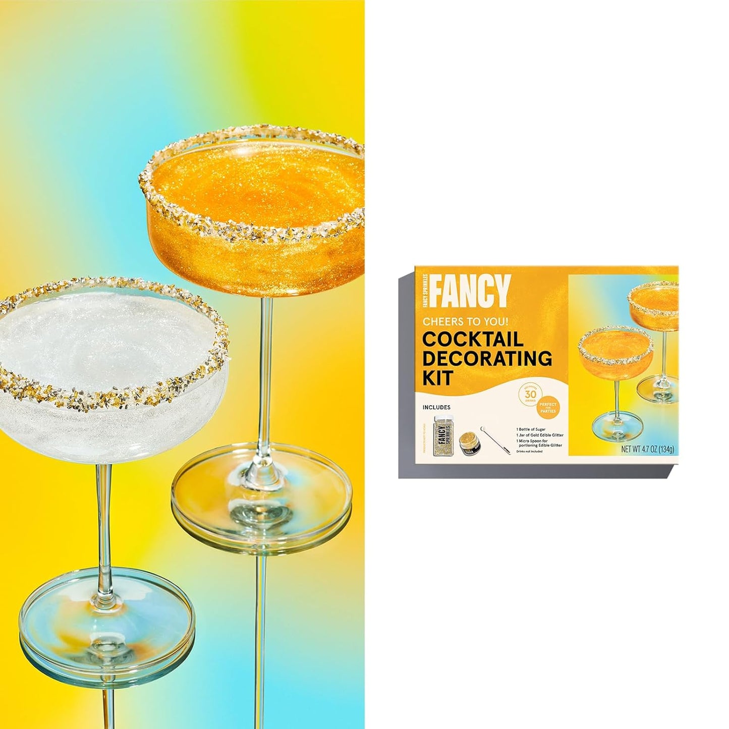 Fancy Sprinkles Cheers to You Cocktail Kit, for Happy Hour, Parties, Bachelorette, Gifting, & Celebrations
