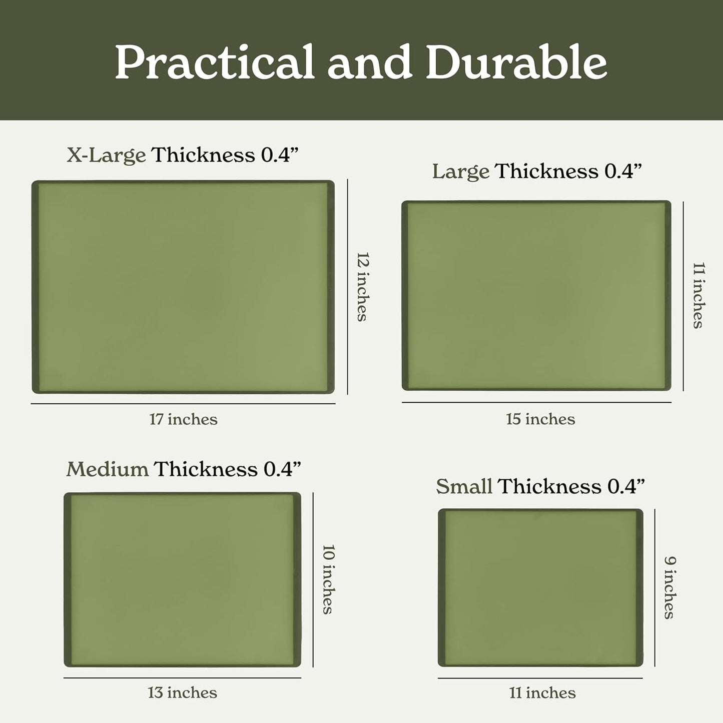 SMIRLY Plastic Cutting Board Set with Holder 4 Pieces, Non-Slip Dishwasher Safe Chopping Boards for Kitchen, Green