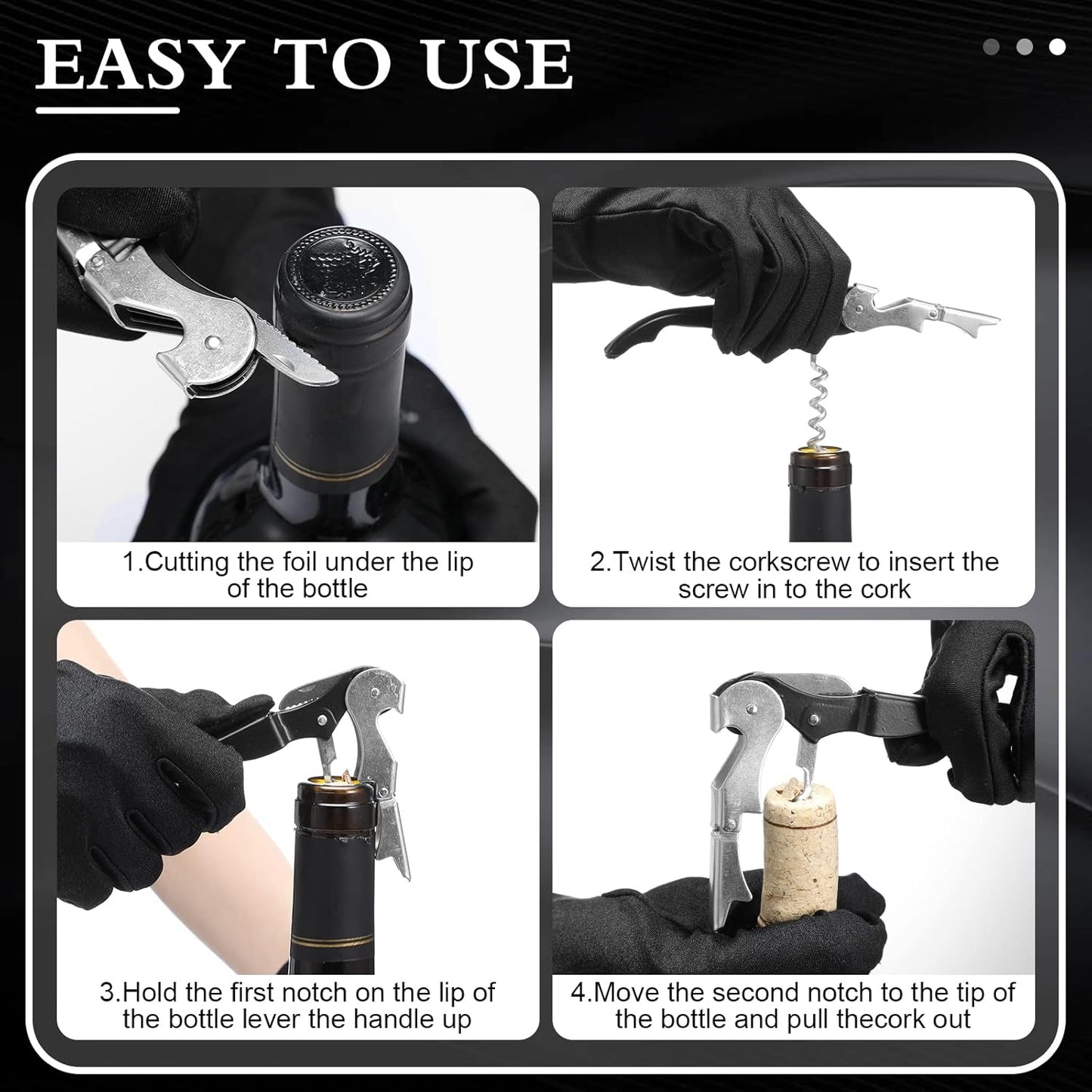 Waiter Corkscrew Wine Openers Heavy Duty Hinges Wine Key Bottle Opener All in One Double Hinged Waiter's Corkscrew with Foil Cutter Wine Tools for Bartenders Servers Sommelier (Black, 100 Pack)