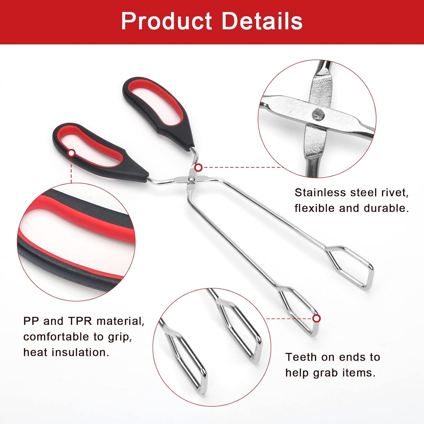 Coitak 3 Pack Scissor Tongs Cooking Stainless Steel Food Tongs Barbecue Grilling Tongs for Flipping Food Tool, 9/11/13 Inch