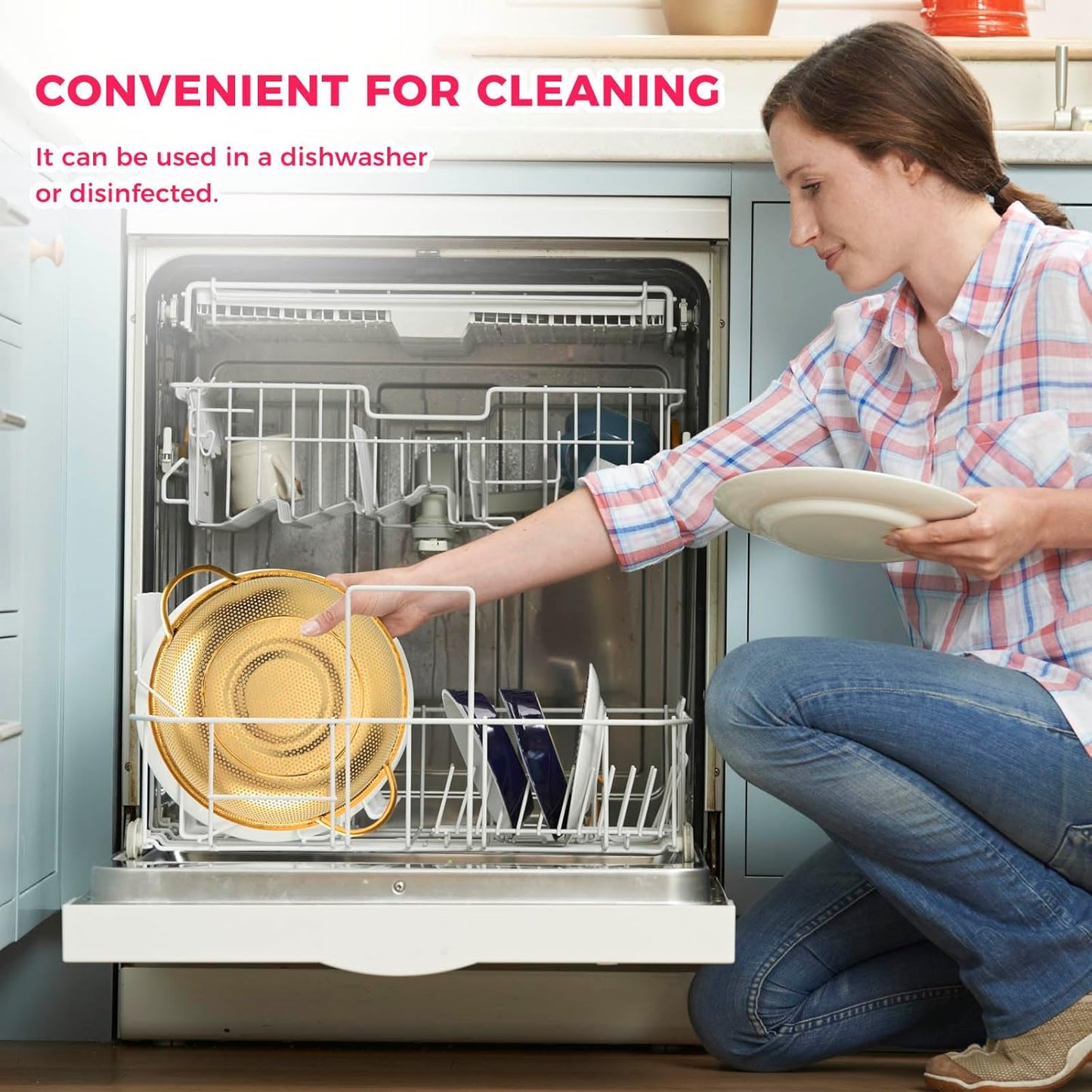 Snailhouse Colander, 3 Quart Kitchen Stainless Steel Metal Pasta Rice Food Colander Strainer Bowl with Handles and Legs for Draining Washing, Gold