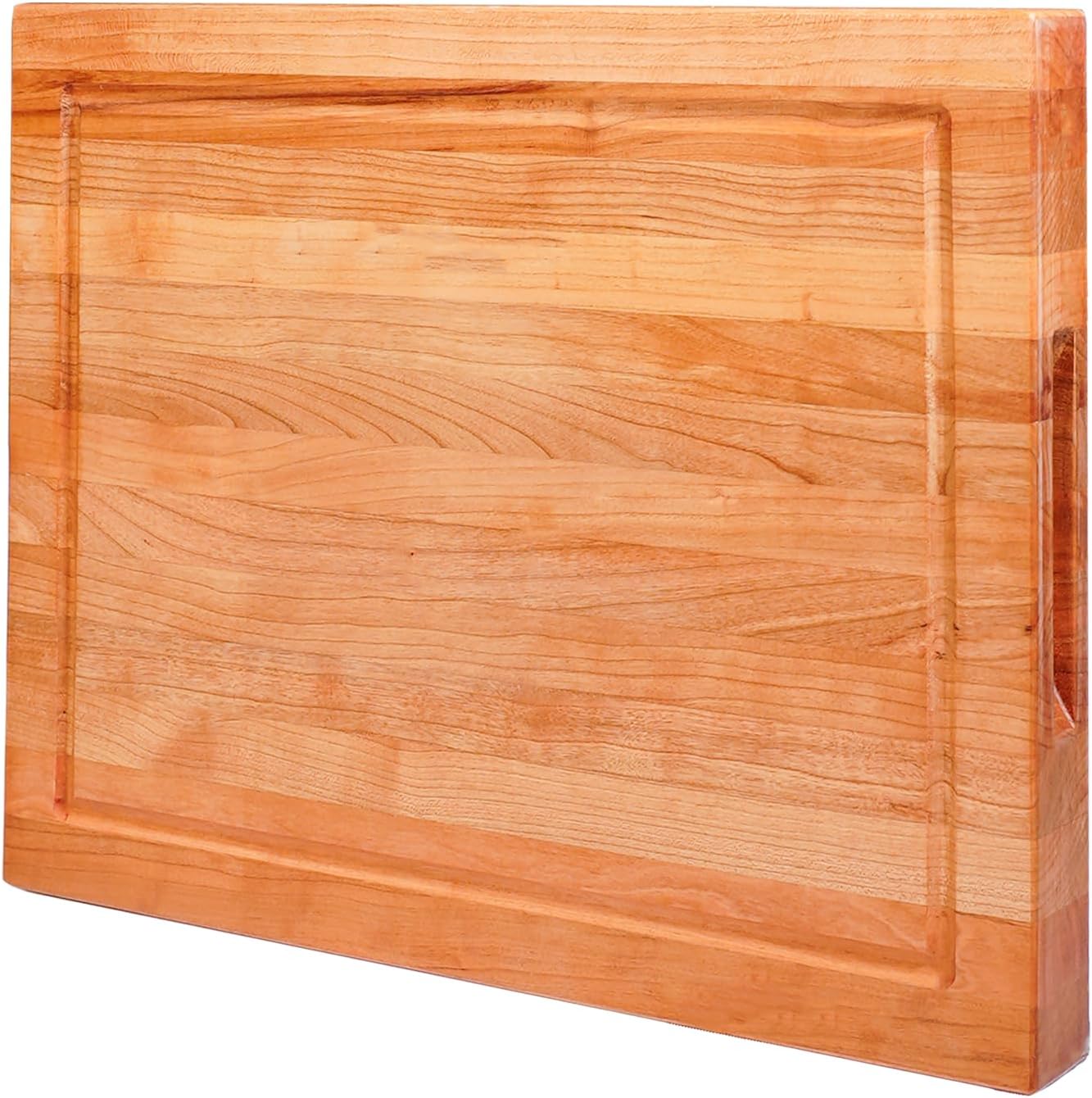 CONSDAN Wood Cutting Board for Kitchen, USA Grown Hardwood, 20 x 15, Solid Cherry Wood with Invisible Inner Handle, Prefinished with Food-Grade Oil, Suitable for Kitchen Edge Grain, 1-1/2" Thick