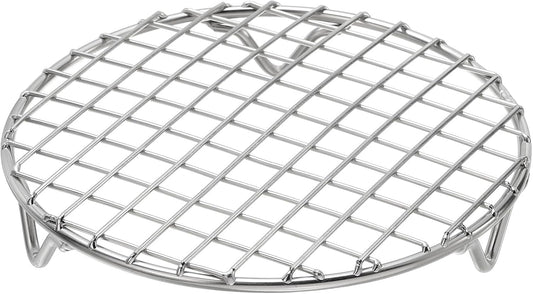 uxcell Round Cooking Rack with Legs, Dia 6.5 Inch 304 Stainless Steel Barbecue Grill for Cooking Baking Barbecue Air Fryer Racks, Silver