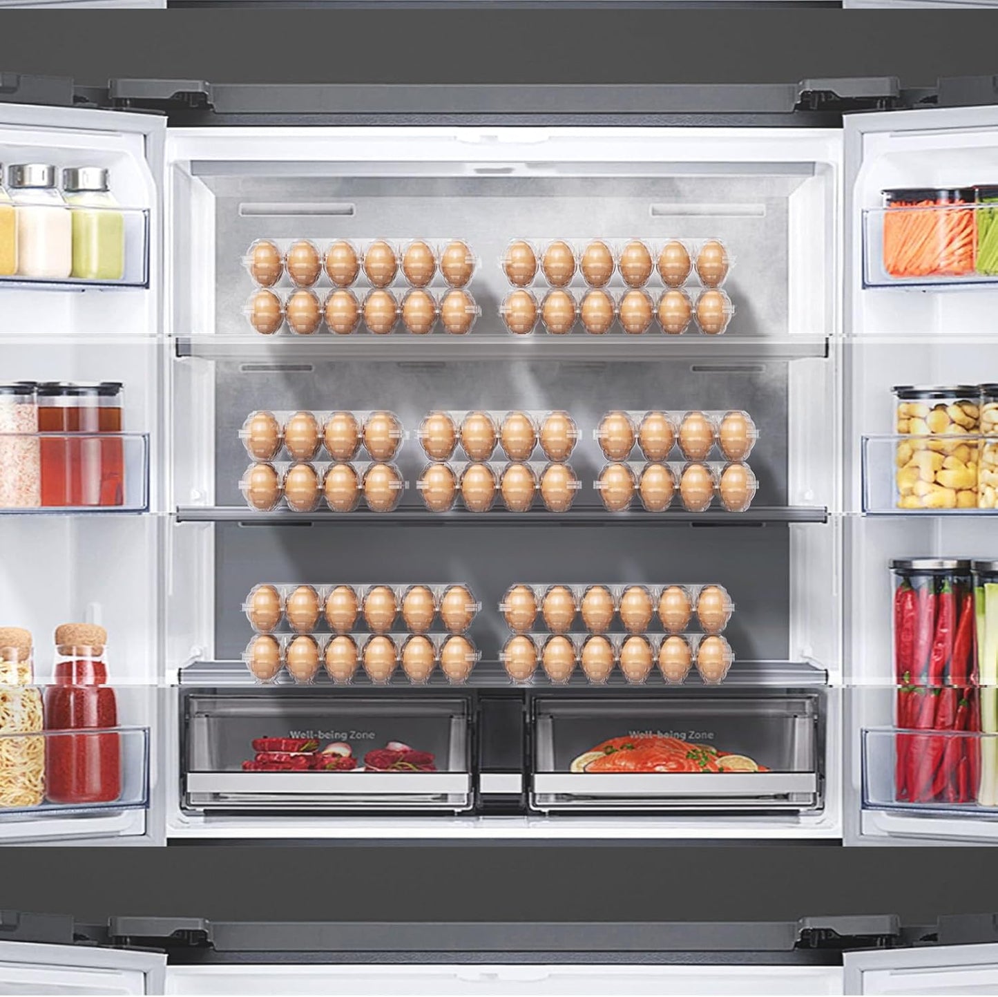 120 Pack Plastic Egg Cartons Cheap Bulk, 12 Count Clear Egg Containers for Fresh Chicken Eggs, 3x4 Grids Refrigerator Egg Trays for Refrigerator Storage, Chicken Farm, Market Display & Commercial Use