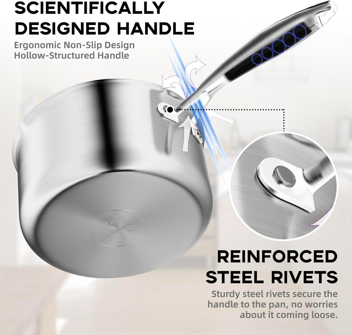 Leetaltree 3.5 Quart Stainless Steel Saucepan with Steamer Basket, Tri-ply Construction, Versatile Sauce Pan with Double-sized Drainage Lid - Perfect for Cooking Gravies, Pasta, Vegetable and More