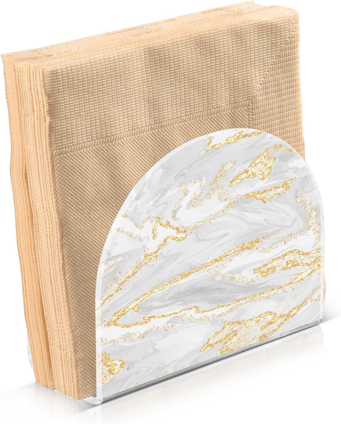 Gold White Marble Napkin Holder for Table Paper Napkins Holder Acrylic Tissue Dispenser Kitchen Dining Room Bathroom Party Car Decor