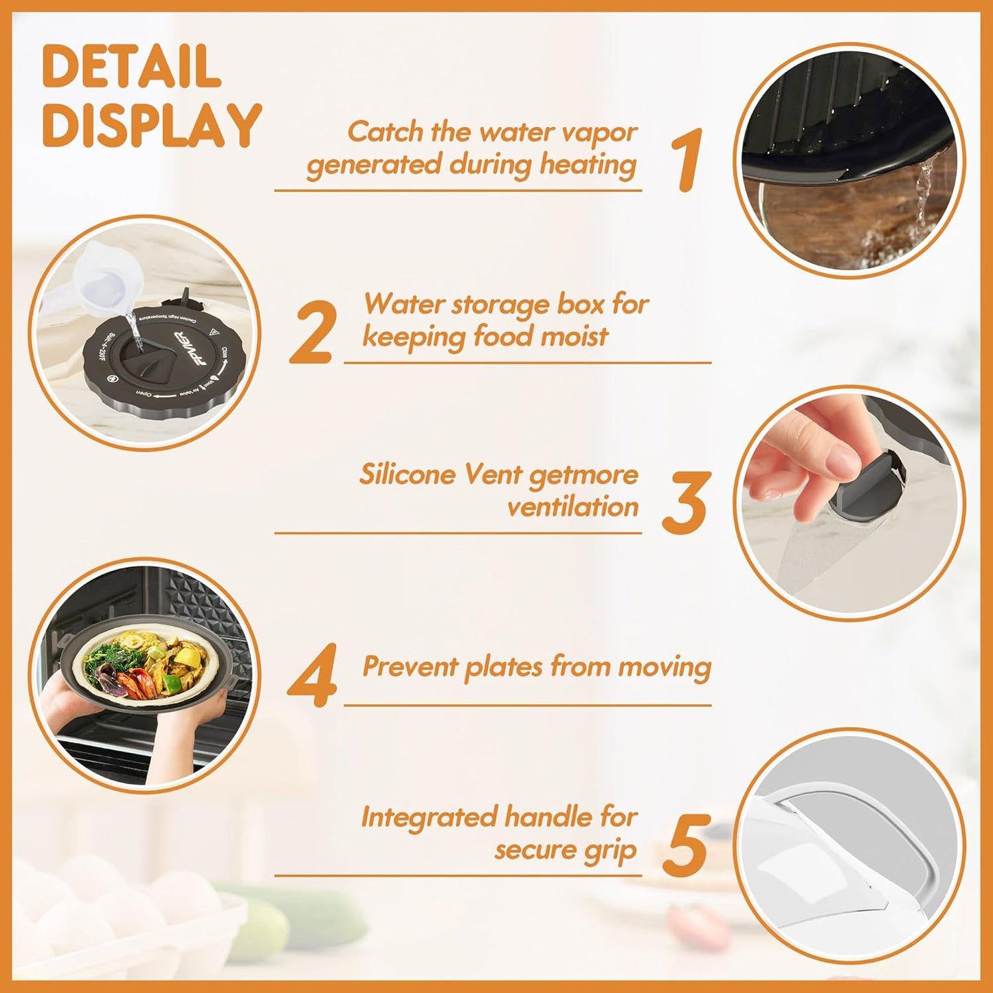 Microwave Splatter Cover for Food, Plastic Microwave Cover with Water Steamer and Integrated Handle, 10 Inch Splatter Guard Lid with Plate, Kitchen Gadgets & Accessories (Gray, 10 inch)