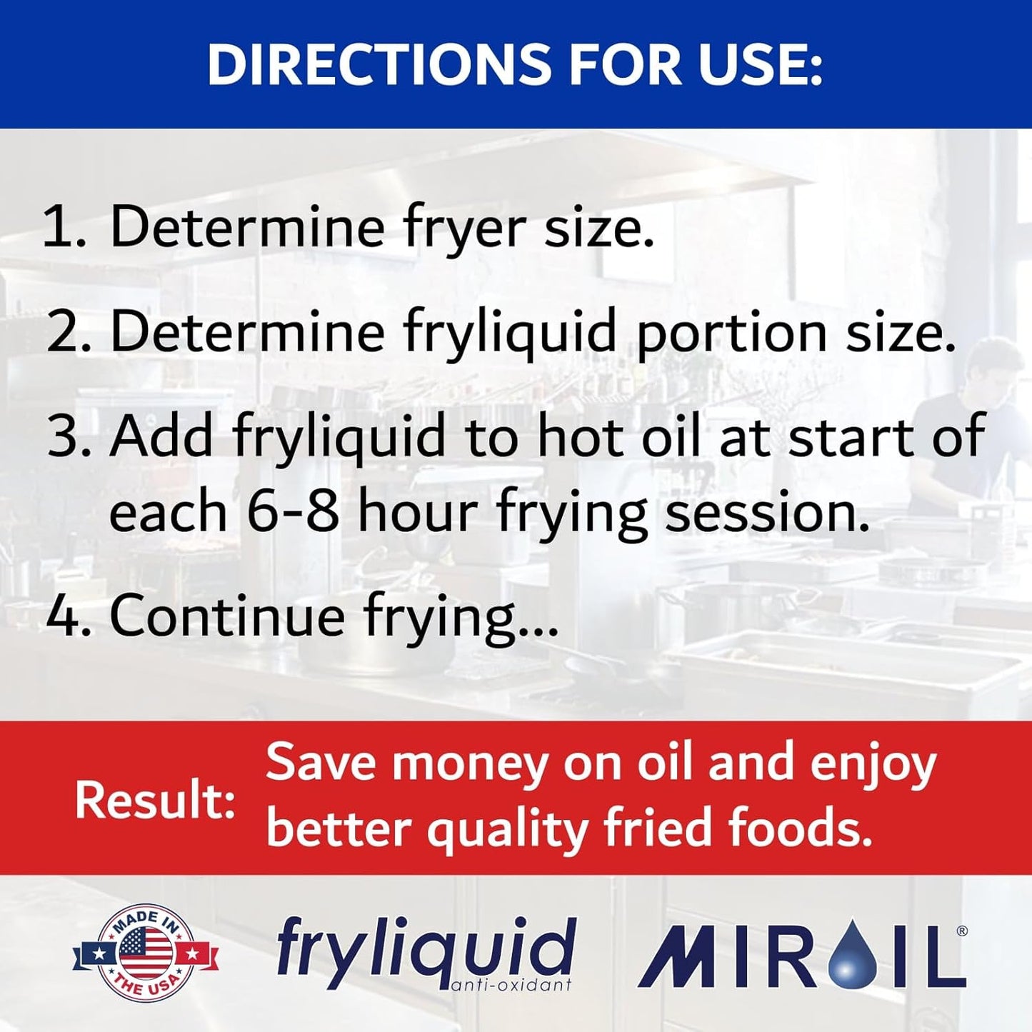 3 x 1 Liter Bottle FryLiquid by MirOil, Antioxidant & Removes Unhealthy Fats, Prevents Breakdown, Vitamin Therapy & Extends Deep Fryer Oil Life for Donut Shops, Restaurants, Food Trucks & Food Service