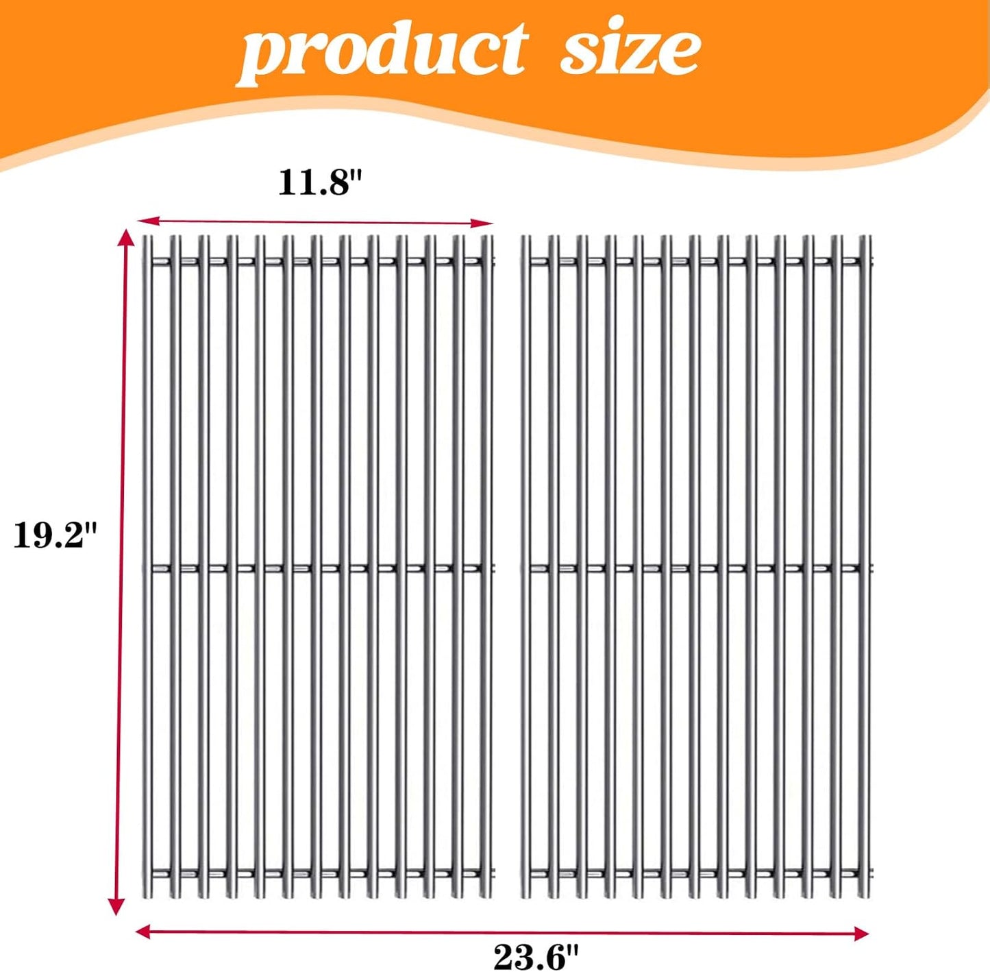 S6G550 (2-Pack) 19.2” Stainless Steel Cooking Grates for Weber Summit E-440, S-440, E-450, S-450, E-460, S-460, E-470, S-470 and Charmglow 720-0304