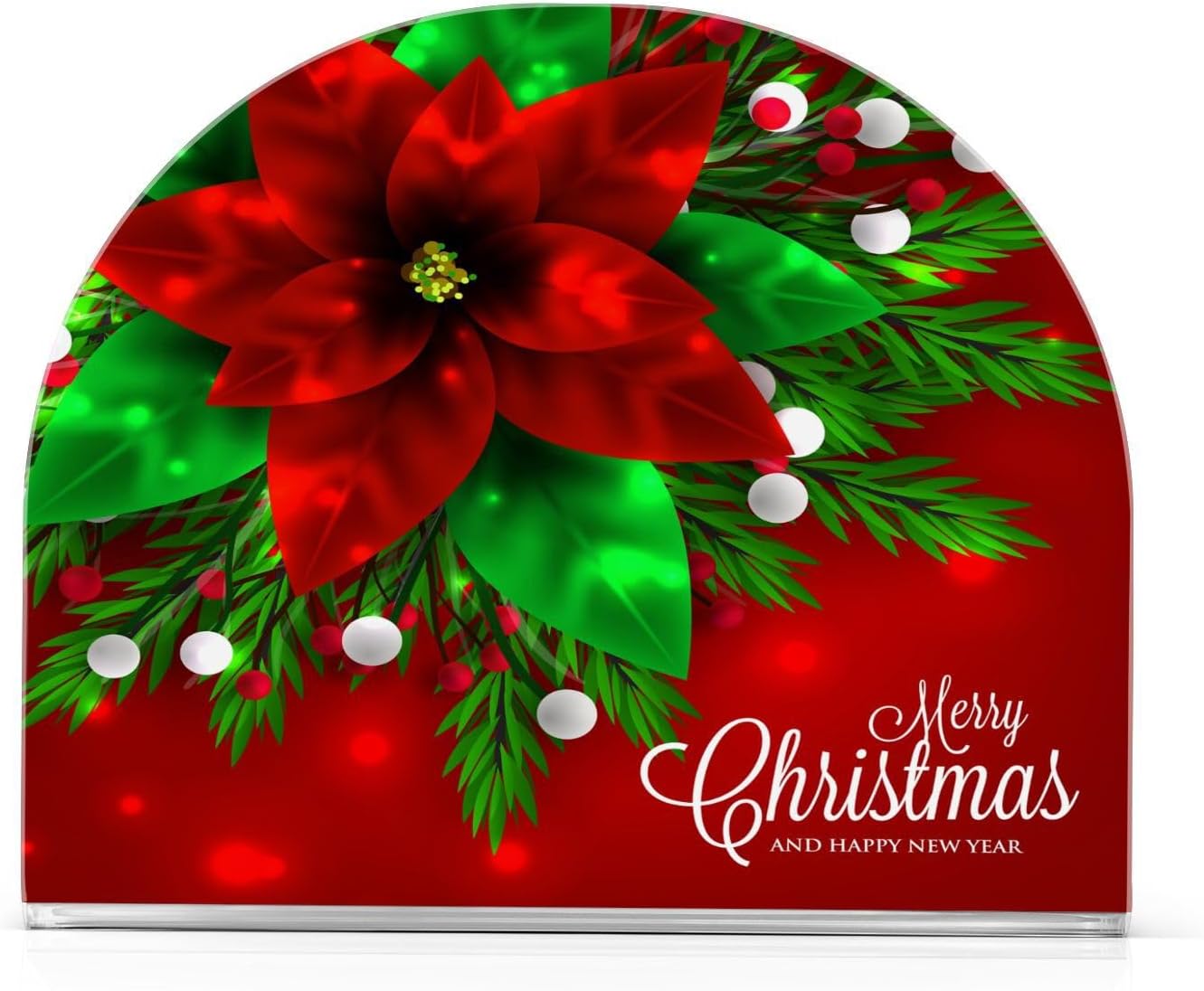 Christmas Red Poinsettia Berry Napkin Holder for Table Paper Napkins Holder Acrylic Tissue Dispenser Kitchen Dining Room Bathroom Party Car Decor