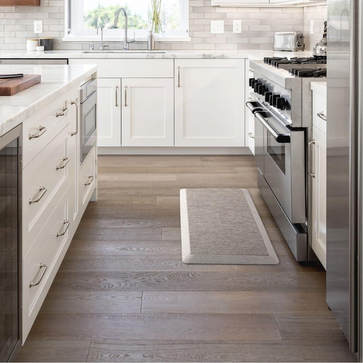 Martha Stewart Mira Modern Heathered Anti-Fatigue Air-Infused Kitchen Mat, Coffee Brown, 19.6"x39"