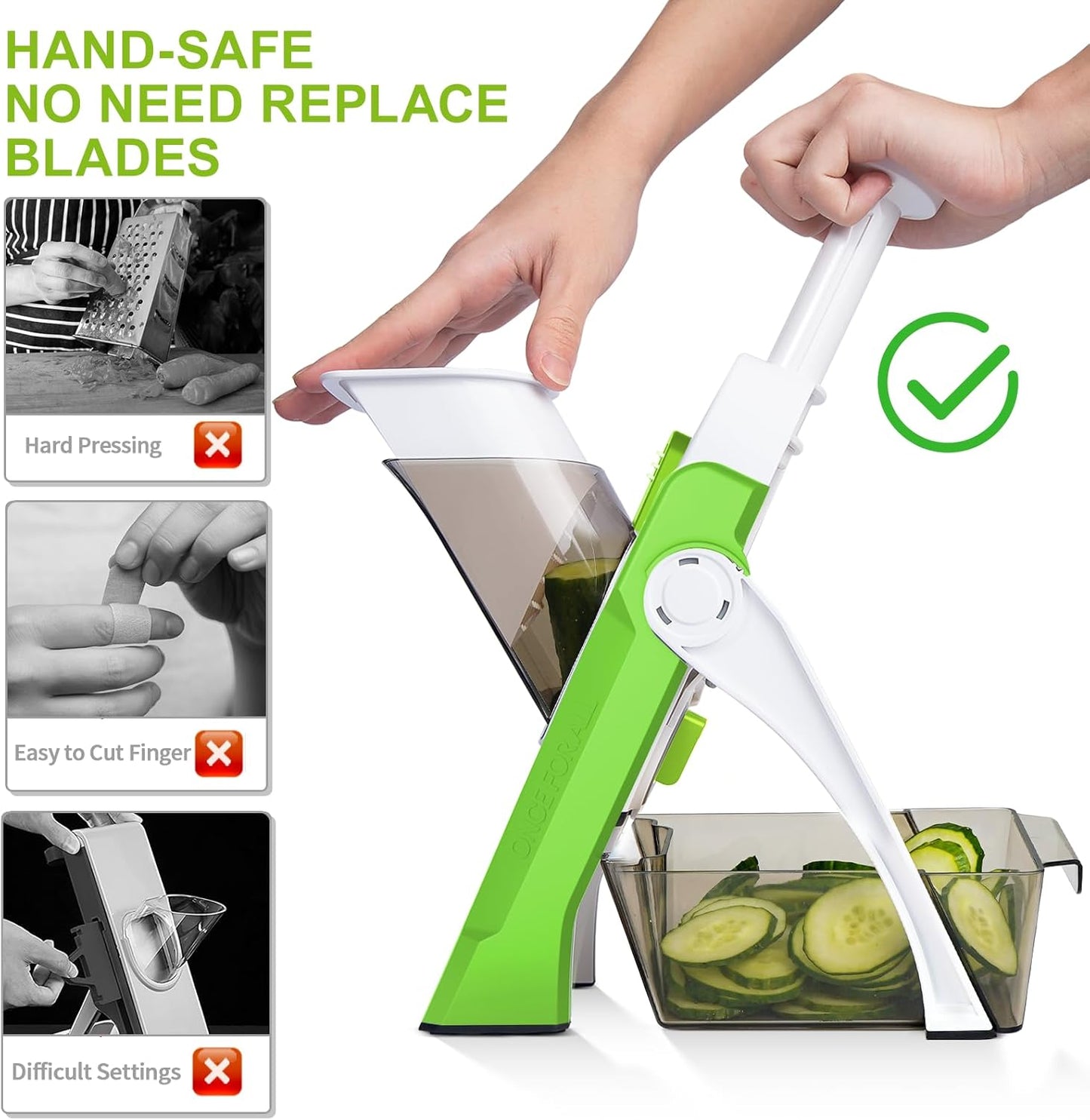 Safe Mandoline Slicer for Kitchen, Potato Chip Slicer,Vegetable Cucumber Slicer With Thickness Adjustable Kitchen Faster Slice Artifact (Only Slicer)