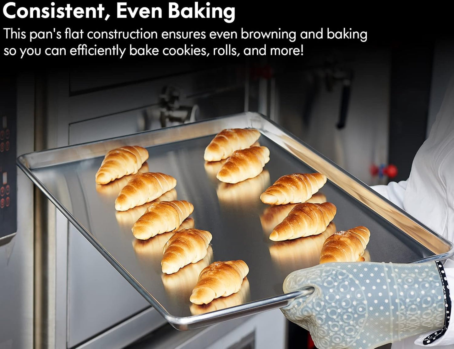 CURTA 6 Pack Aluminum Sheet Pan, NSF Listed Full Size 26 x 18 inch Commercial Bakery Cake Bun Pan, Baking Tray