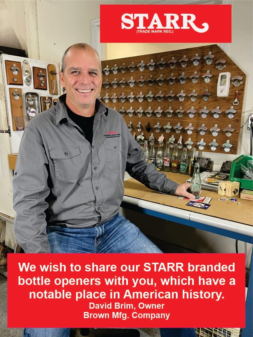 STARR “X” Wall Mounted Bottle Opener – Magnetic Bottle Cap Mount | Heavy-Duty Cast Iron, Classic Vintage Design