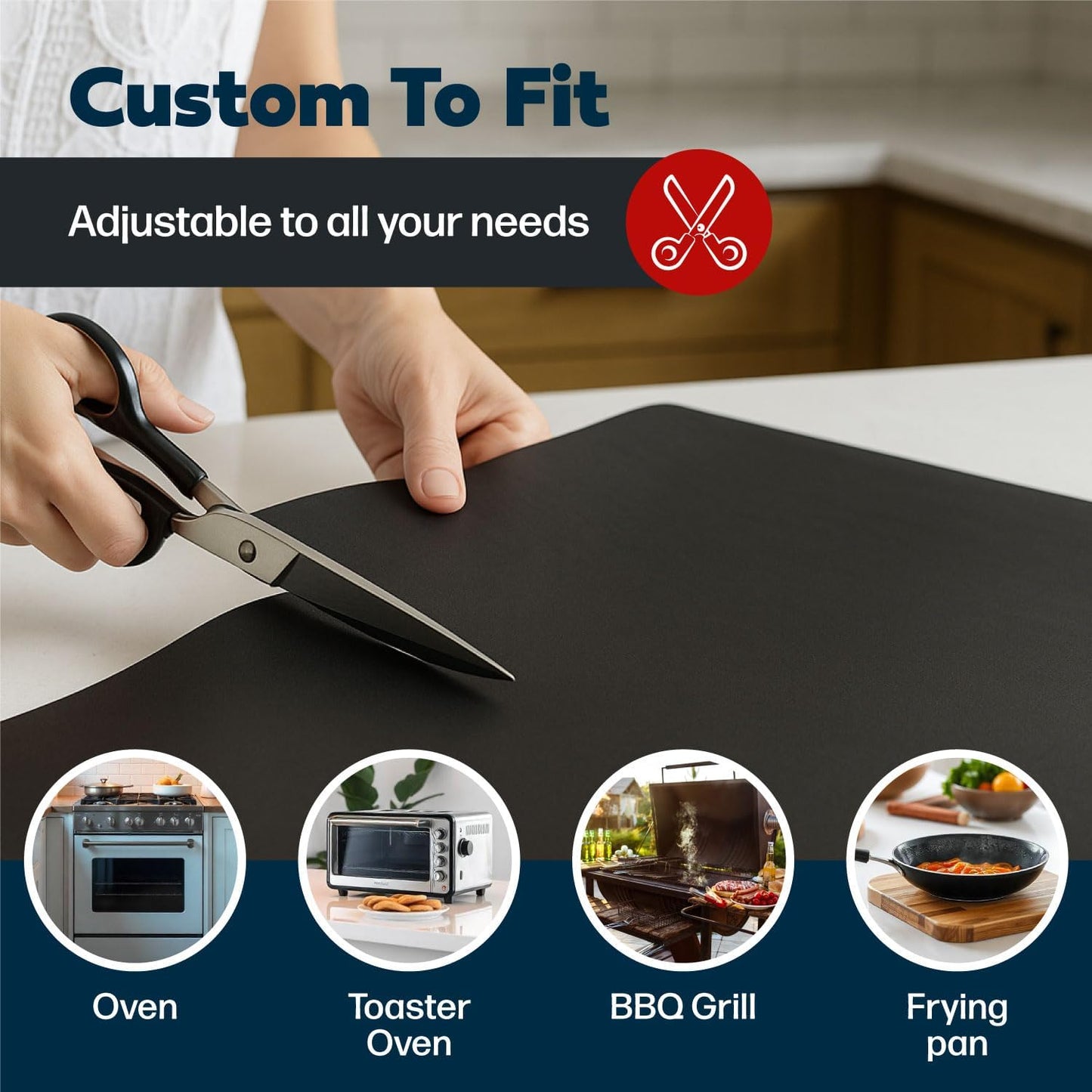 Cooks Innovations Non-Stick Oven Protector Mat - 2 Heavy Duty Nonstick Oven Rack Liners to Protect Convection, Electric, Gas, & Microwave Ovens - BPA & PFOA Free Heat Resistant Baking Mat