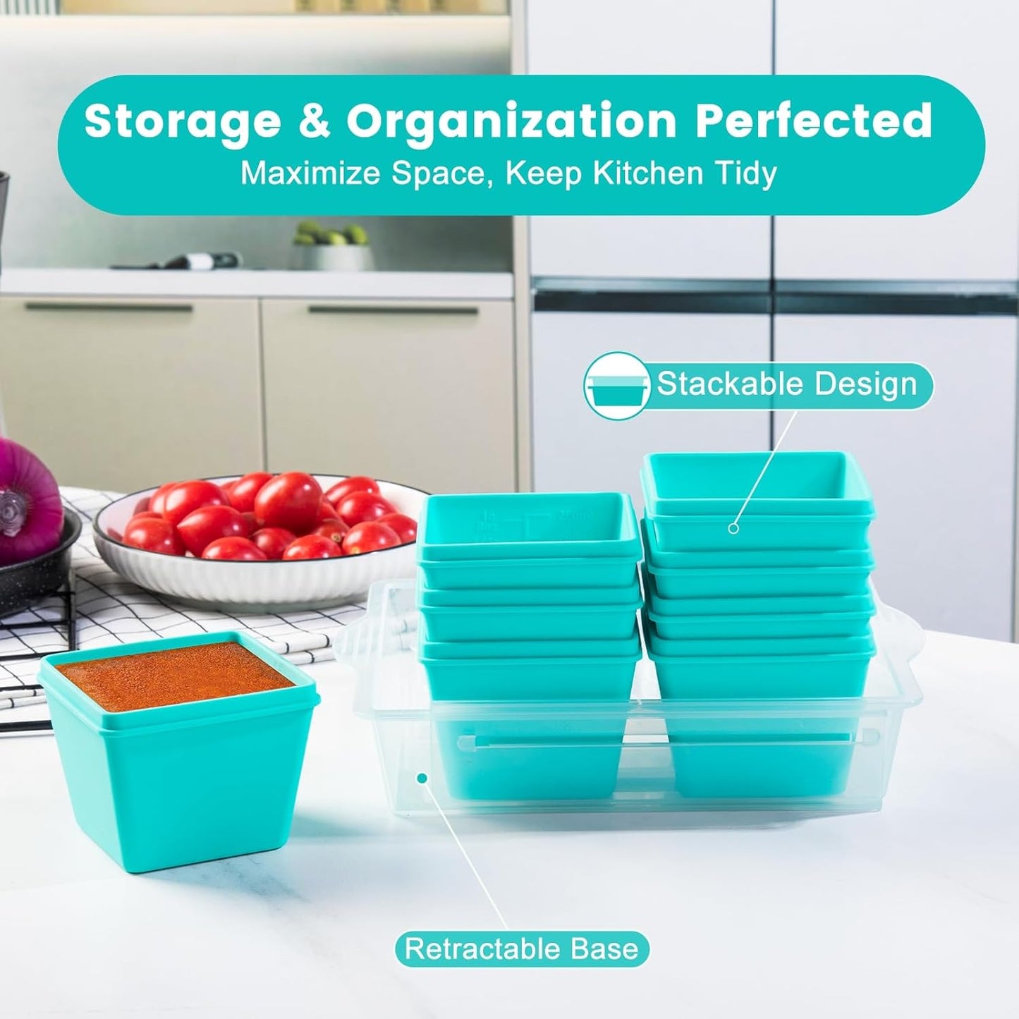 Gemice BPA-Free Silicone Freezer Molds with Base, Individual 8-Pack 1-Cup Portion Soup Cubes Freezer Tray with Lids for Food Storage, Oven & Dishwasher Safe, Silicone Freezer Containers for Meal Prep