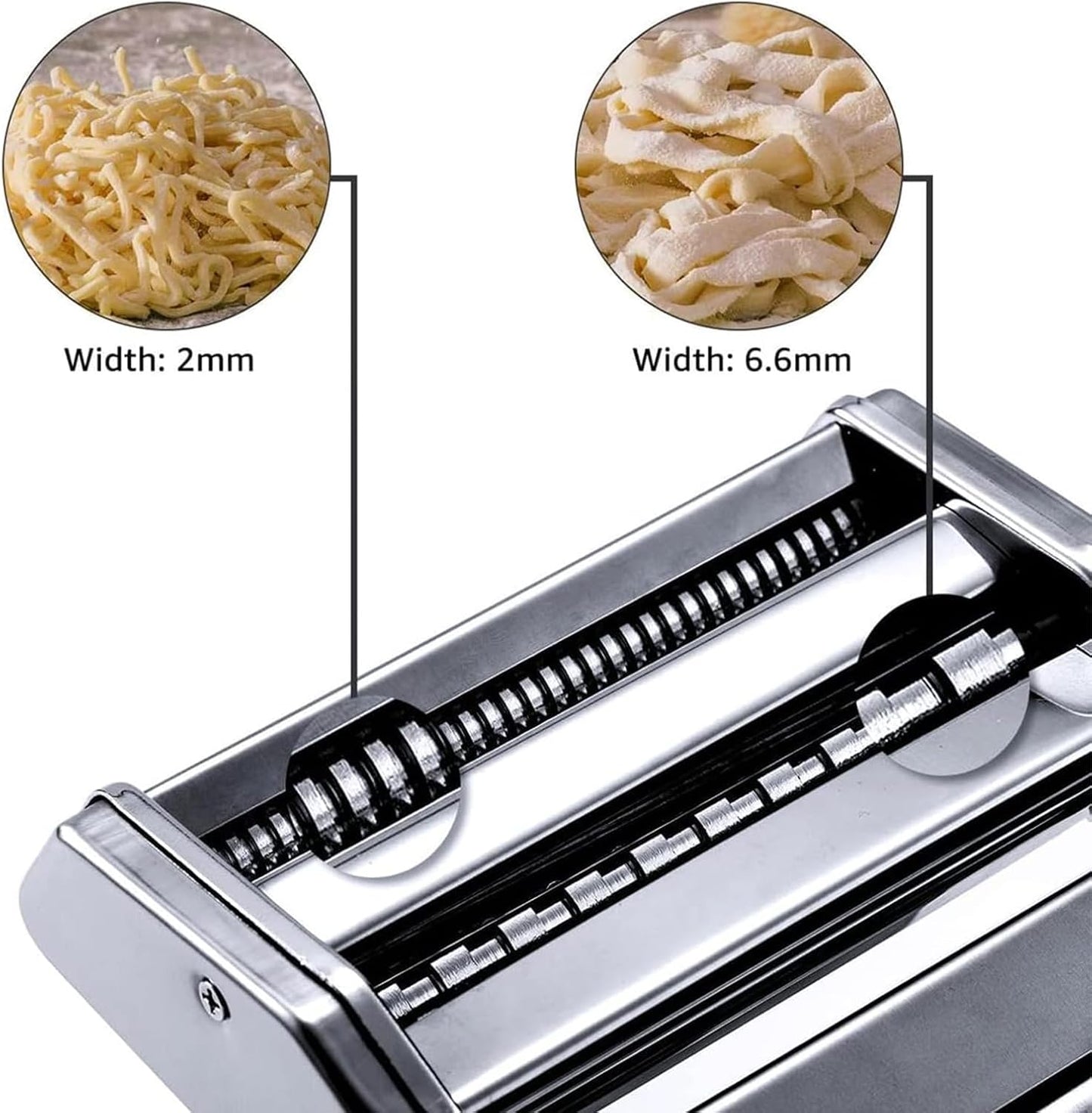 Pasta Maker Machine, 9 Adjustable Thickness Settings 2 in 1 Noodle Maker Dumpling Maker Machine Set with Dough roller, Pasta cutter, Pasta Drying Rack Attachment