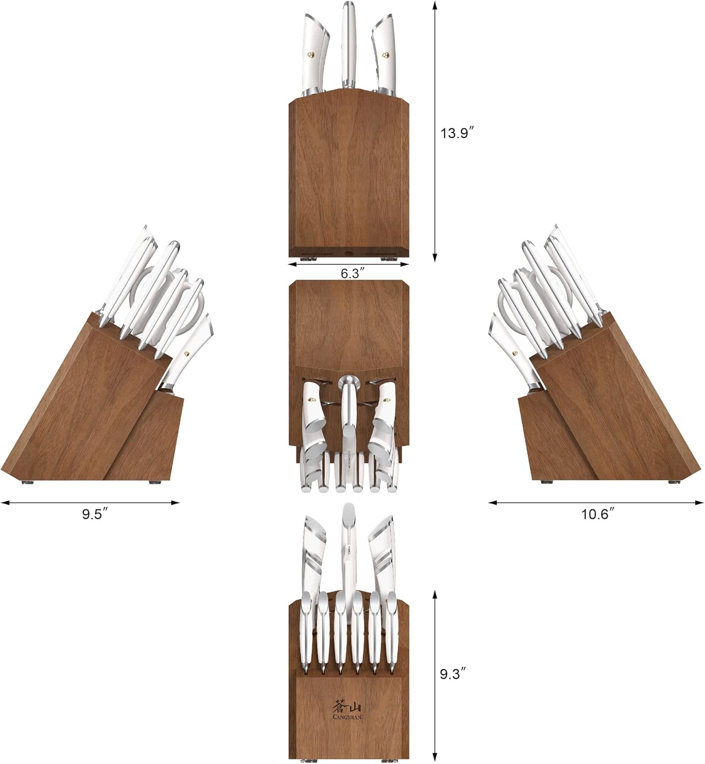 Cangshan ELBERT Series German Steel Forged Knife Block Sets (17-Piece, White)