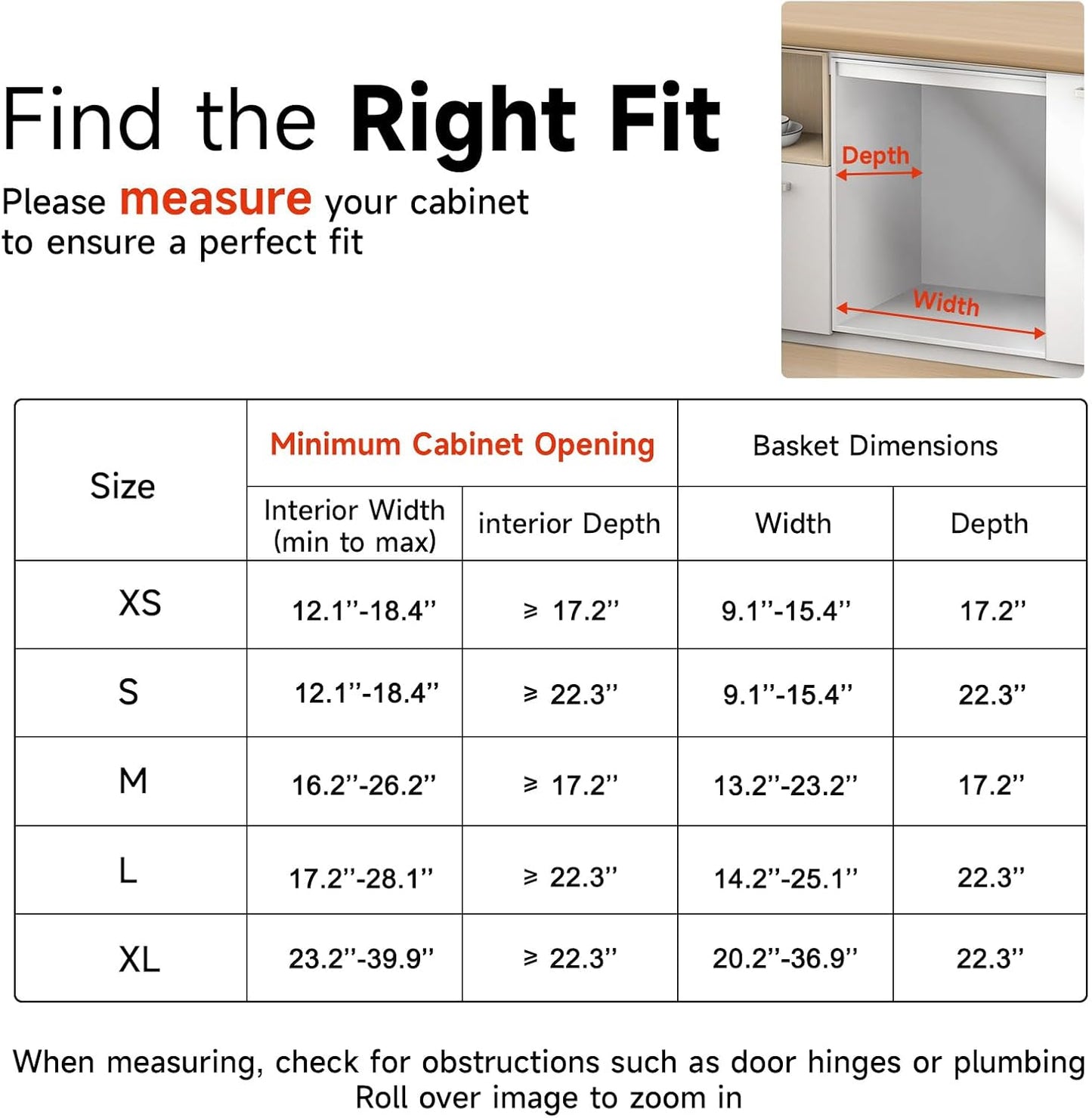 1Pack Expandable Pull Out Cabinet Organizer, Slide Out Drawers for Kitchen Cabinets, Heavy Duty Drawer Slides for Home Kitchen Pantry Cupboard Pots Pans, Adjustable Width 12.3"~18.5" W x 22.5''D