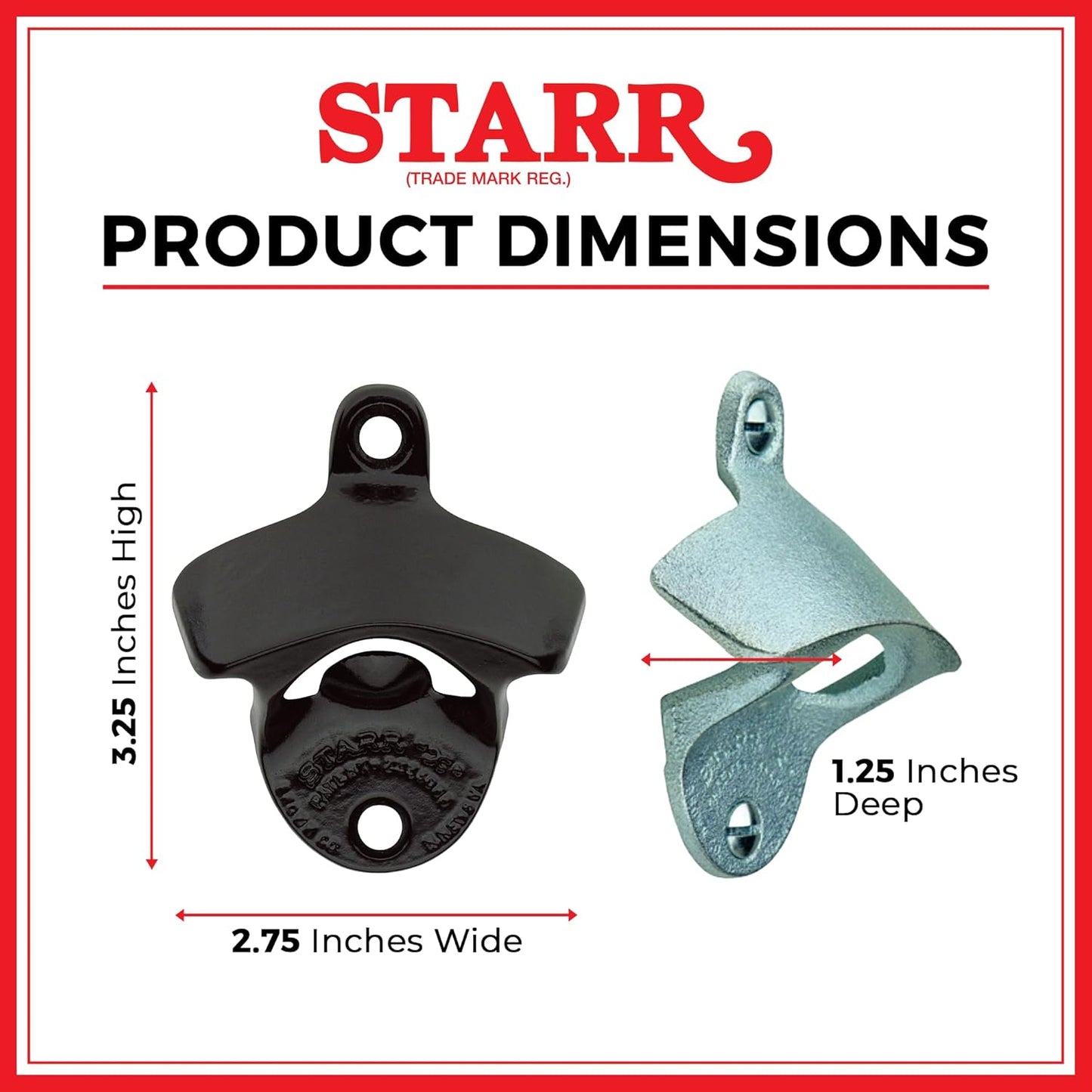 STARR "X" White with Red Star Bottle Opener | Heavy-Duty Bottle Opener Wall Mounted for Home Bar, Man Cave, and Patio | Easy Cap Removal