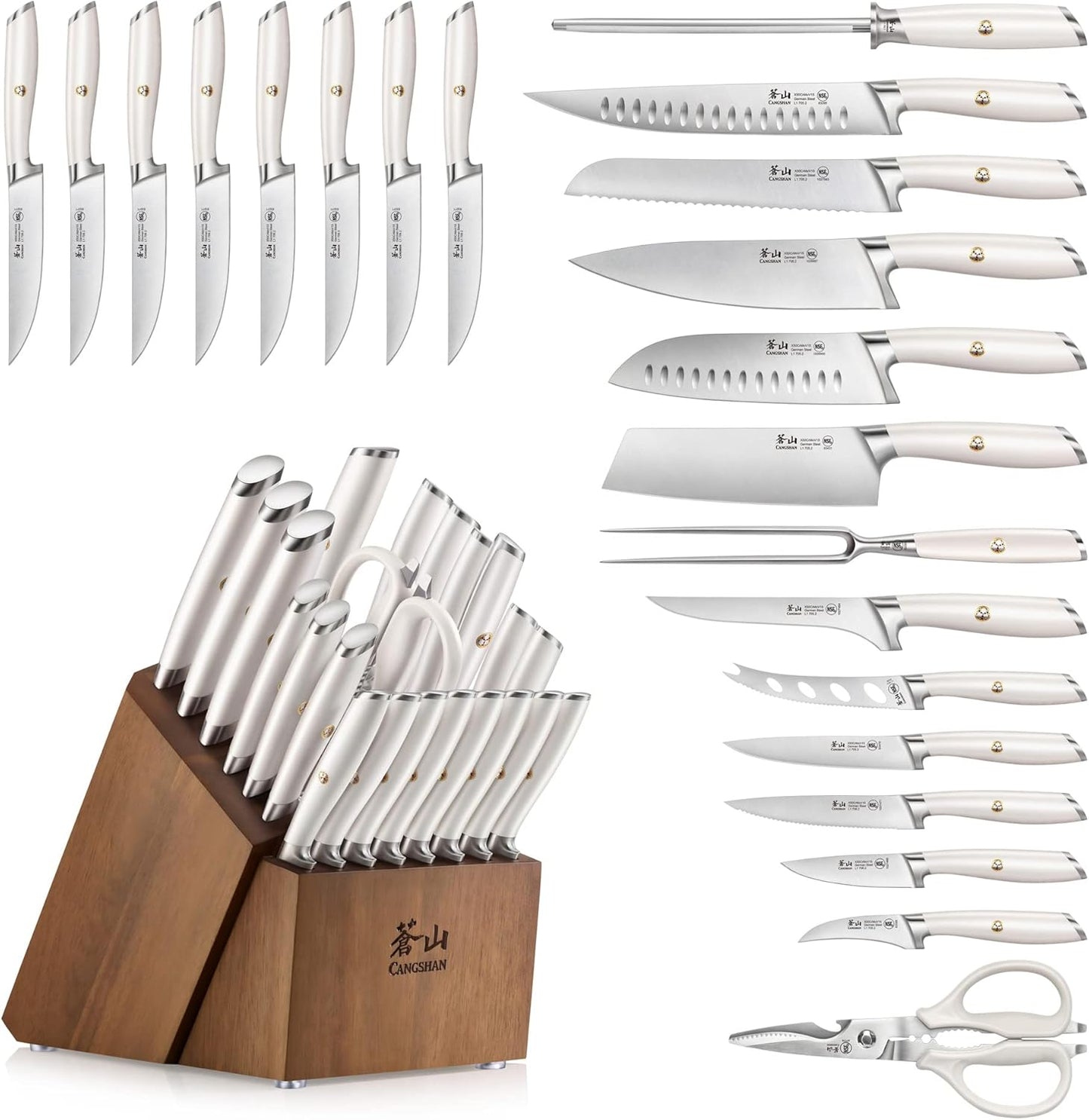 Cangshan L1 Series 23-Piece Classic Knife Block Set, Forged German Steel, 1027549