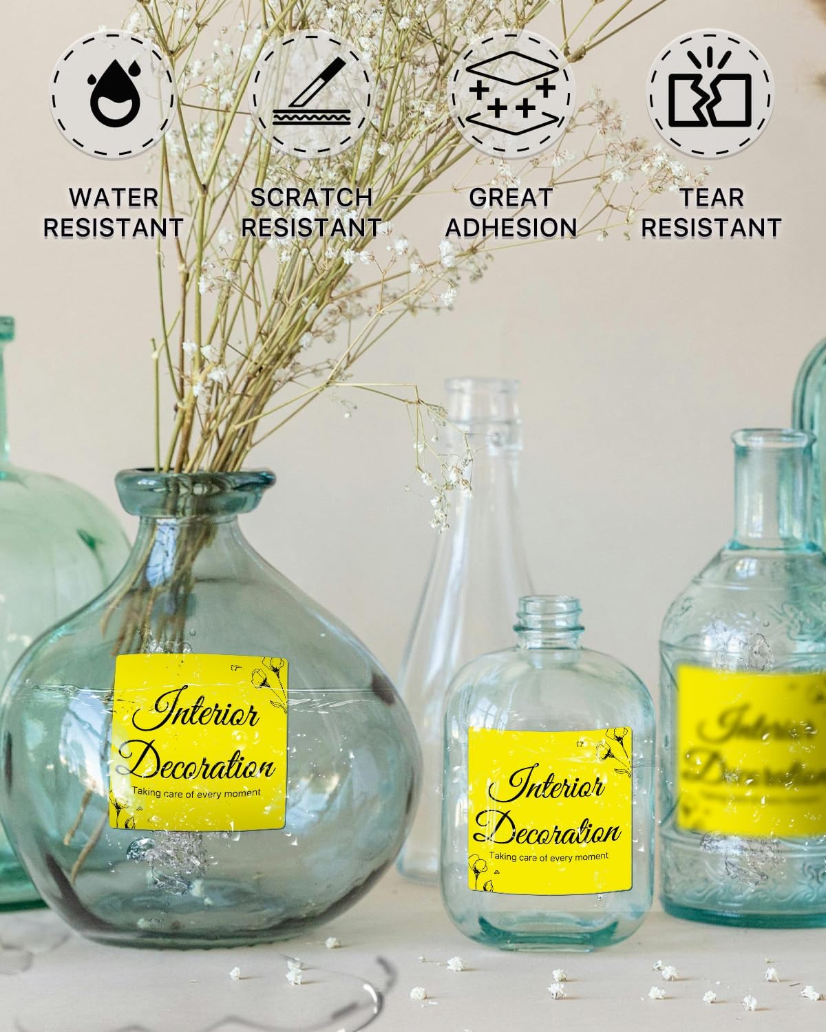 iEager Yellow Square Thermal Label Stickers, 3" x 3" Self-Adhesive Square Direct Thermal Labels with Perforation Line, 500 Sheets/Roll