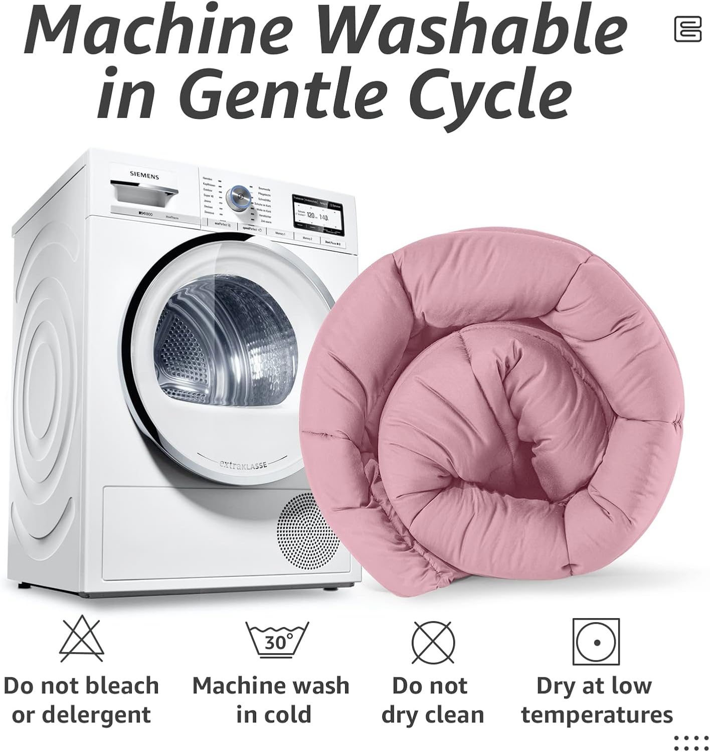 HYLEORY All Season California King Size Bed Comforter - Cooling Down Alternative Quilted Duvet Insert with Corner Tabs - Winter Warm - Machine Washable - Pink