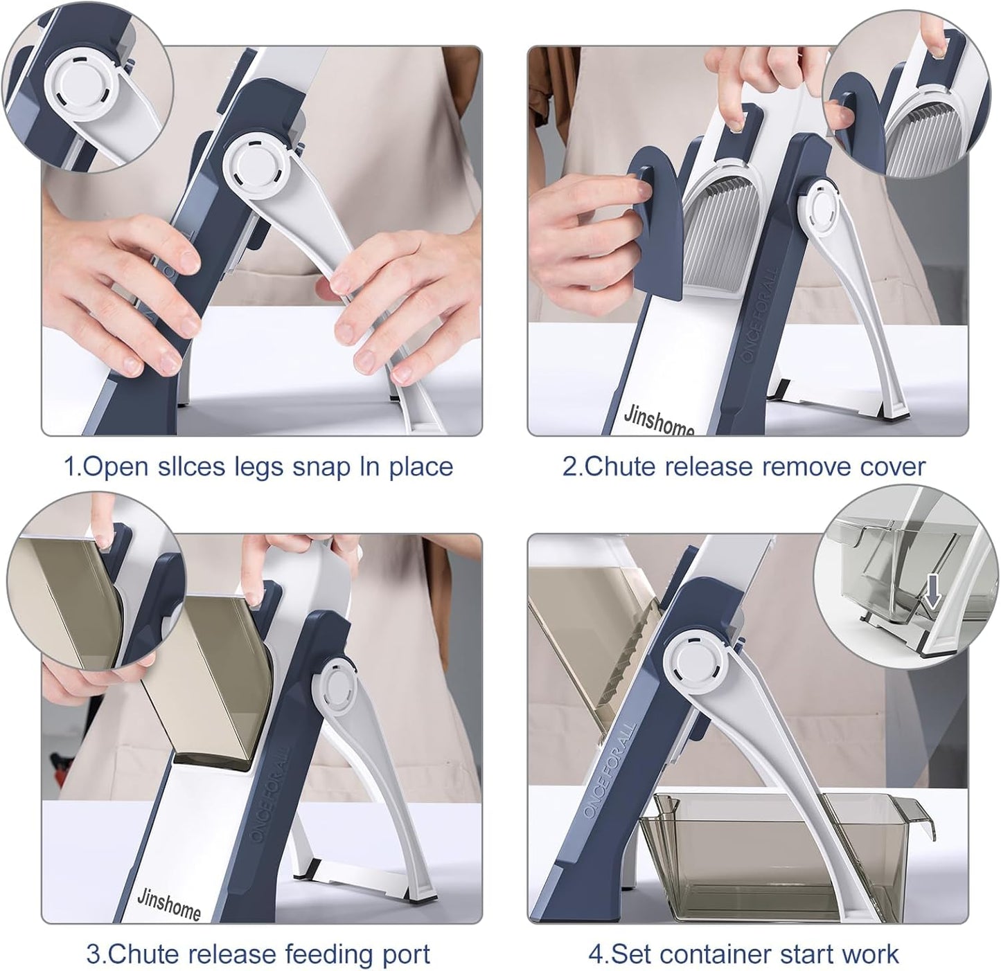 Safe Mandoline Slicer and Vegetable Chopper, Multi Potato Slicer for Kitchen, 4 Modes 100+ Presets Thickness Adjustable,(Blue)