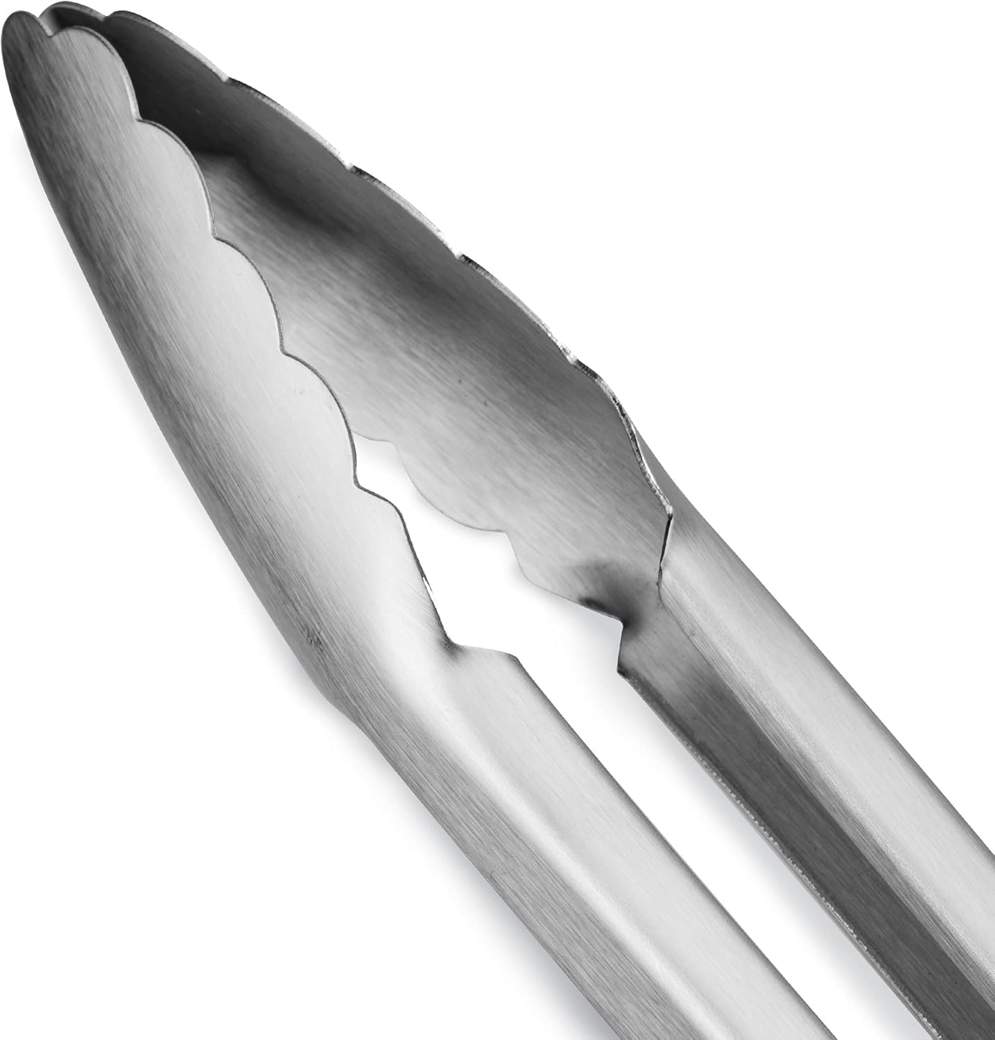 304 Stainless Steel Kitchen Cooking Tongs, 12" and 14" Set of 2 Sturdy Grilling Barbeque Brushed Locking Food Tongs with Ergonomic Grip, Green