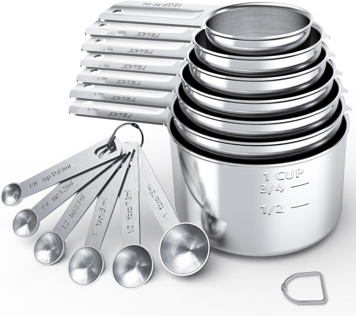 TILUCK Measuring Cups and Spoons Set, Stainless Steel Cups & Spoons,Coffee Scoop Spoon, Kitchen Gadgets for Cooking & Baking (13)
