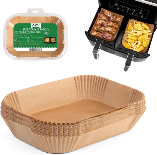 Air Fryer Liners Disposable, 100 pcs Rectangle Parchment Paper Sheets for Ninja Dual Air Fryer