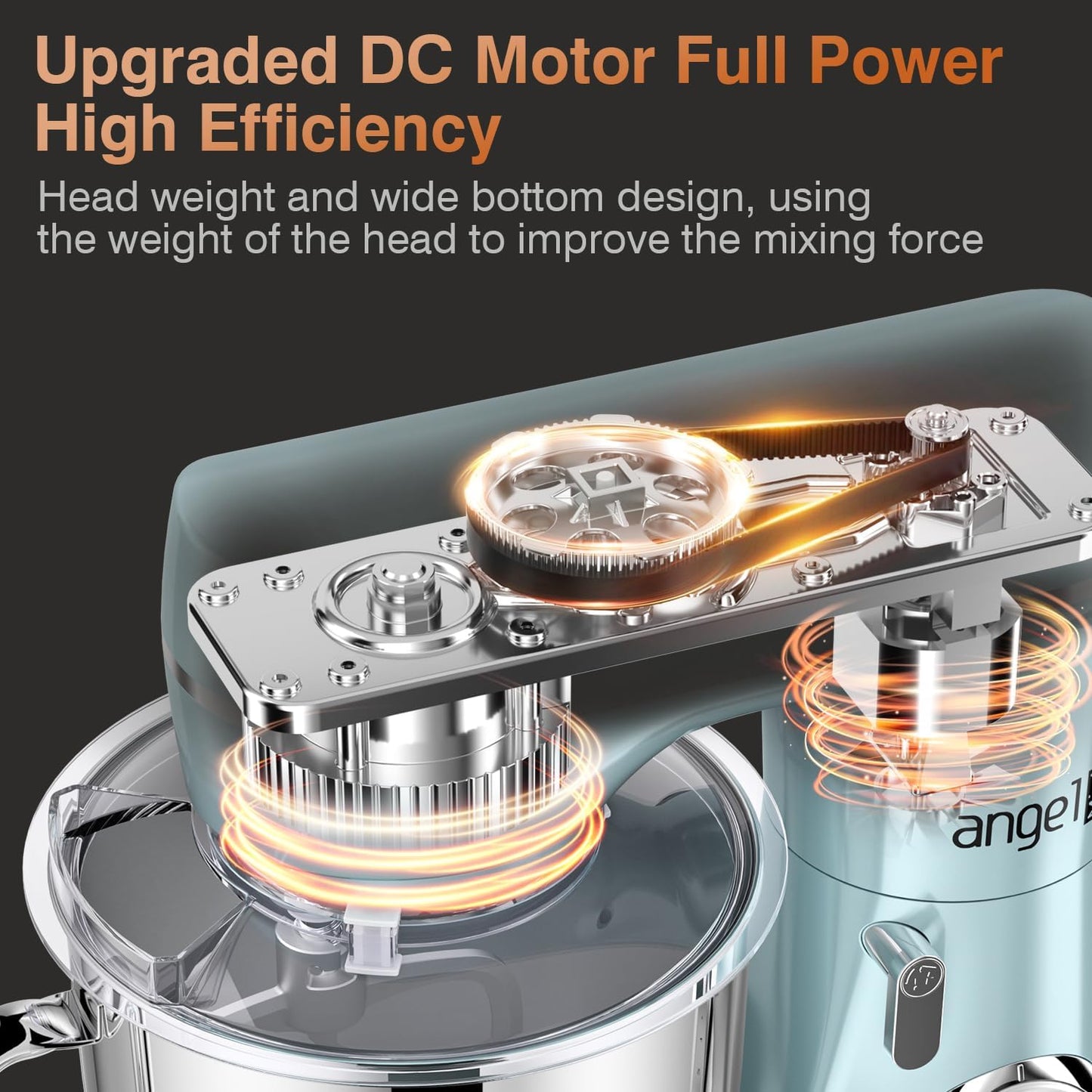 Mini Angel Stand Mixer,10-Speed Kitchen Electric Mixer,Tilt-Head Food Mixer with Dough Hook, Wire Whisk, Flat Beater, Stainless Steel Bowl (Blue2, 5QT)