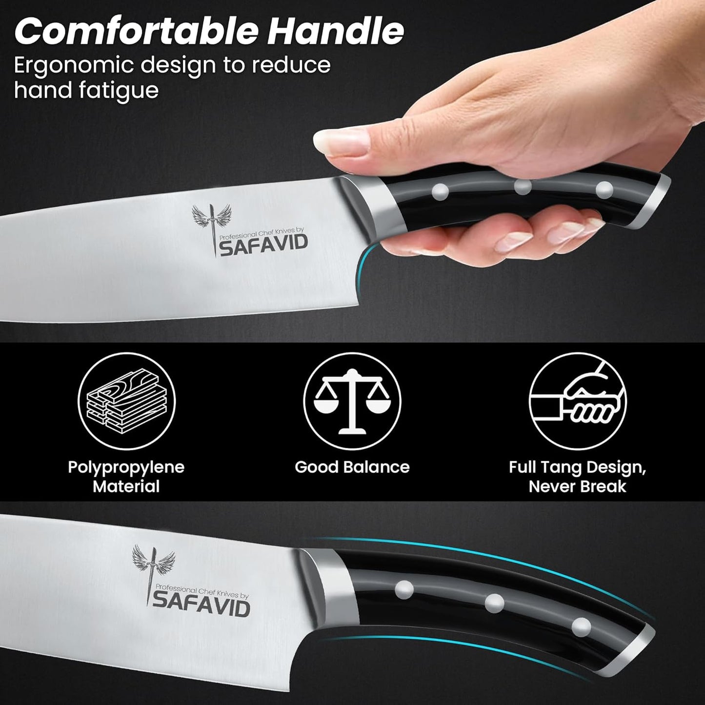 Crystal Edge German tech Chef Knife – Ultra Sharp German Stainless Steel Blade, Ergonomic Handle, Precision Cutting, Professional Kitchen Knife for Slicing, Chopping & Mincing (Premium)