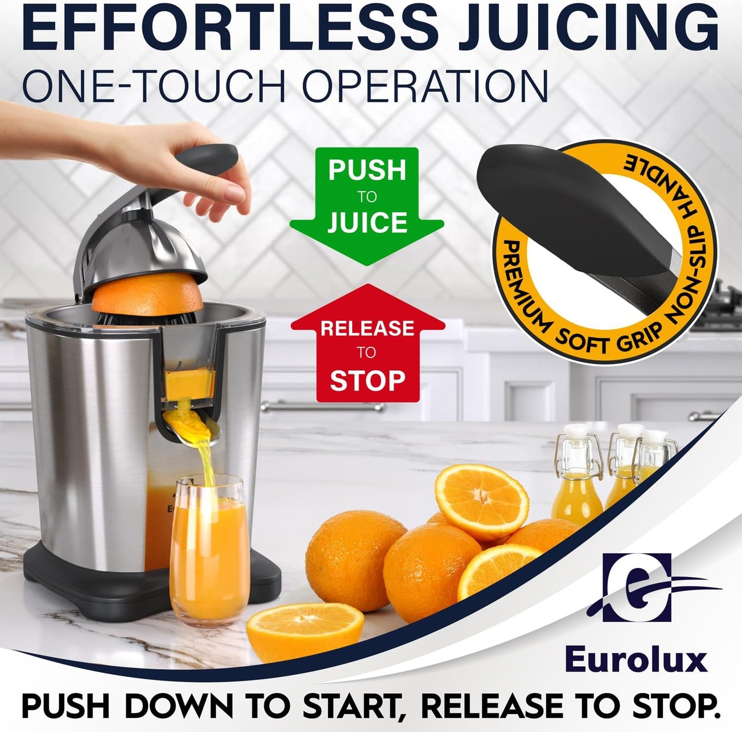 Eurolux Electric Citrus Juicer Power Pro - With 300 Watts of Power, This is The Most Powerful Juicer, for an Easy Smooth Juicing Experience | with Its New Updated Design