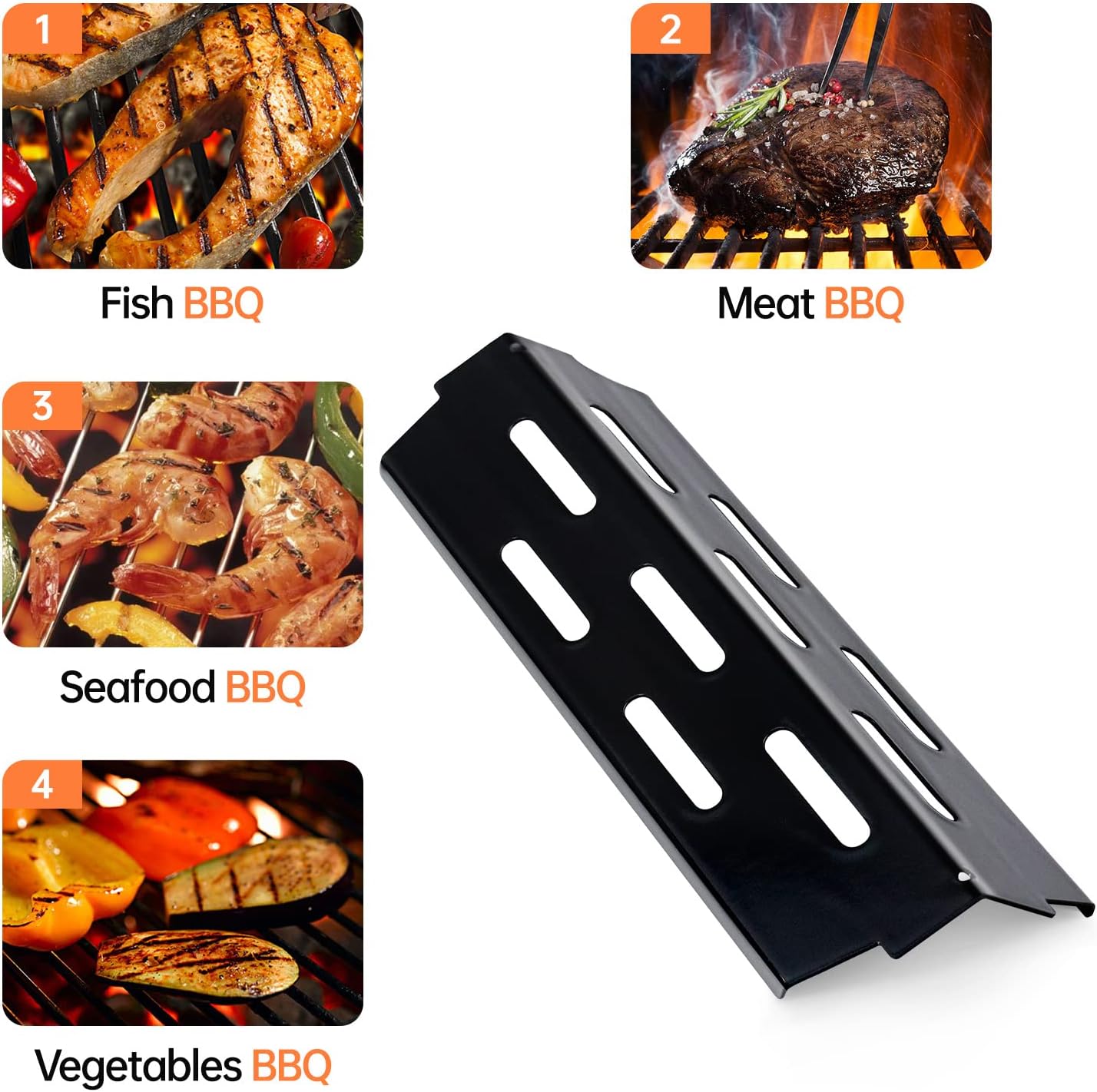 Porcelain-Enameled Grill Flavorizer Bar Heat Plates with 2 Pack Stainless Steel Cooking Grates Grill Replacement Parts for Weber Genesis II 300 Series E-310 E-315 E-330 E-335 S-310 S-335