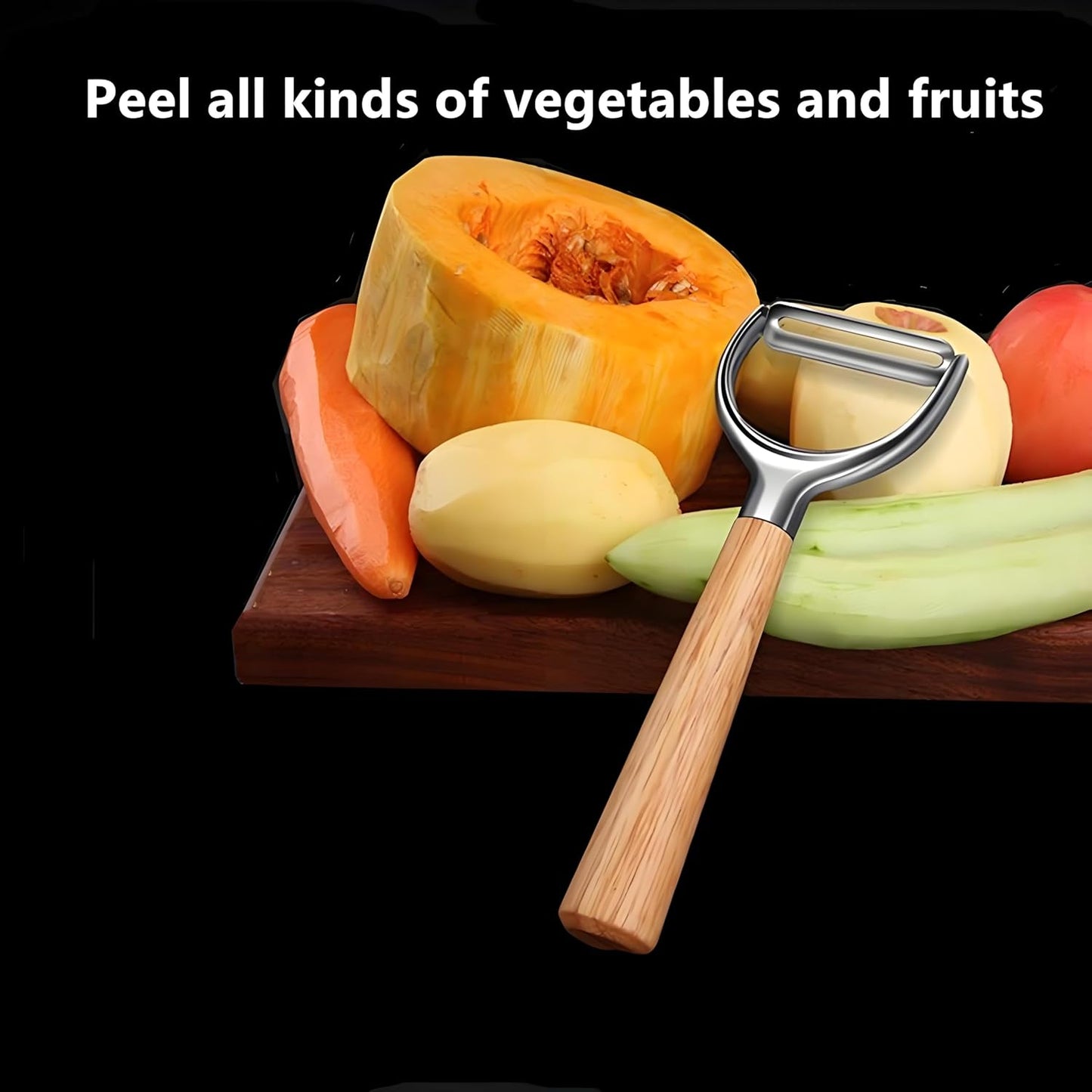 Vegetable peeler, stainless steel Y peeler, suitable for potato and fruit, vegetable peeler, ergonomic non-slip handle, super sharp powerful blade, solid wood handle
