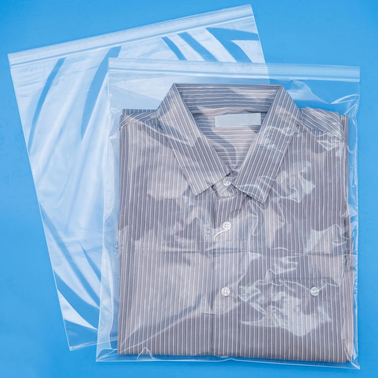 13" X 15" (30 Count) 2 Mil Clear Plastic Shirt Bags, Reclosable Large Poly Bags with Zip Seal for Travel, Storage, Packaging, Shipping