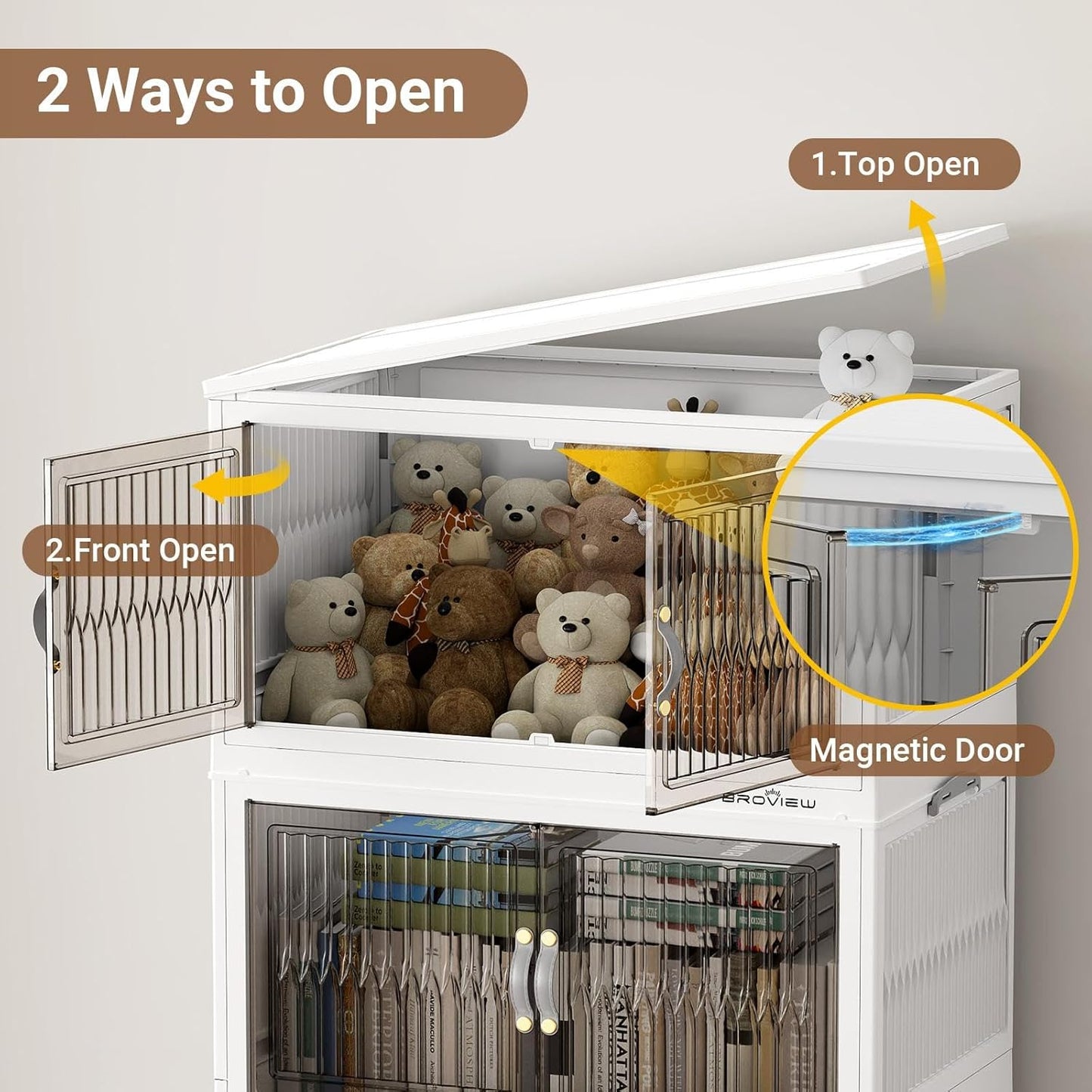 500Qt Stackable Storage Bins with Lid, Extra Large Closet Organizer Collapsible Drawer Boxes with Wheels, Folding Plastic Cabinet Containers for Home Kitchen Room Organization, 5Pack White