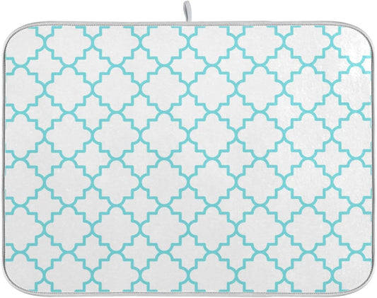 Senya Super Absorbent Dish Drying Mat, Microfiber Fast-Drying Dish Mat, 24inches x 18inches , Kitchen Dish Drying Pad, Traditional Quatrefoil Lattice Pattern